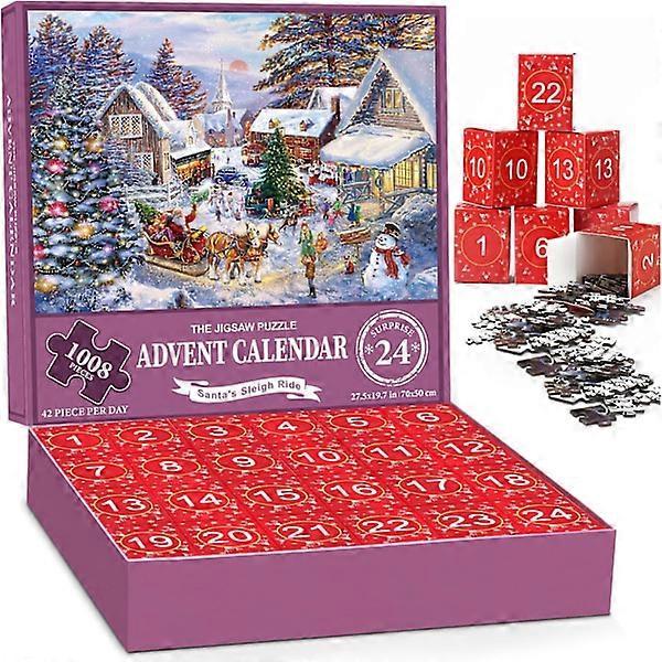 2025 Christmas Countdown Calendar Jigsaw Puzzle 1008 Pieces Family Home Decoration