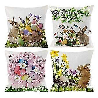 Easter Print Pillow Cases Linen Sofa Cushion Cover4pcs
