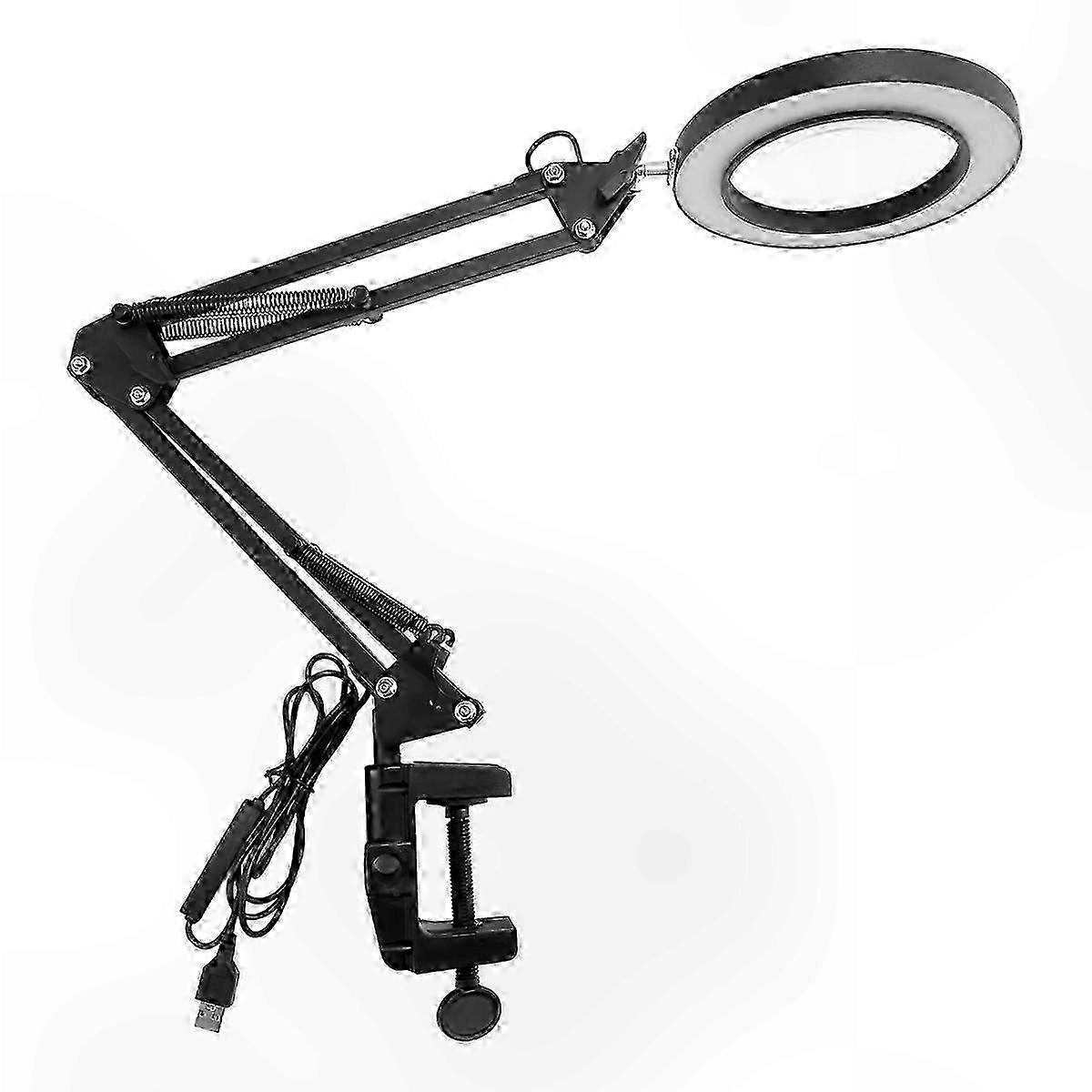10X Magnifying Glass with Clamp, 3 Lighting Modes & Adjustable Brightness for Reading, Crafts