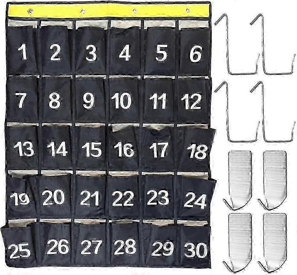 30 Numbered Pockets Classroom Calculator Holder & Cell Phone Pockets Chart