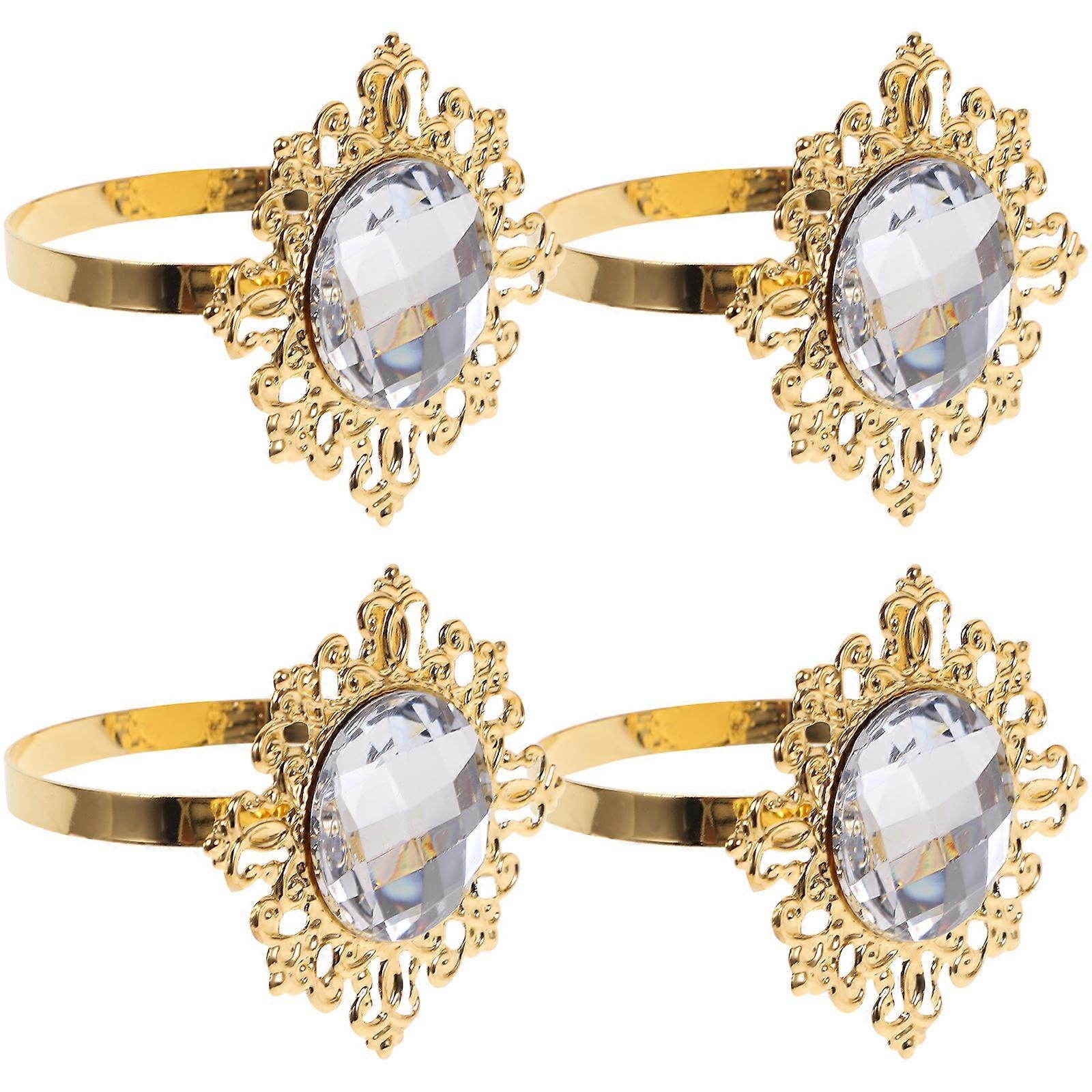 Golden Acrylic Napkin Ring for Dinner Table Decor 6Pcs Elegant Set