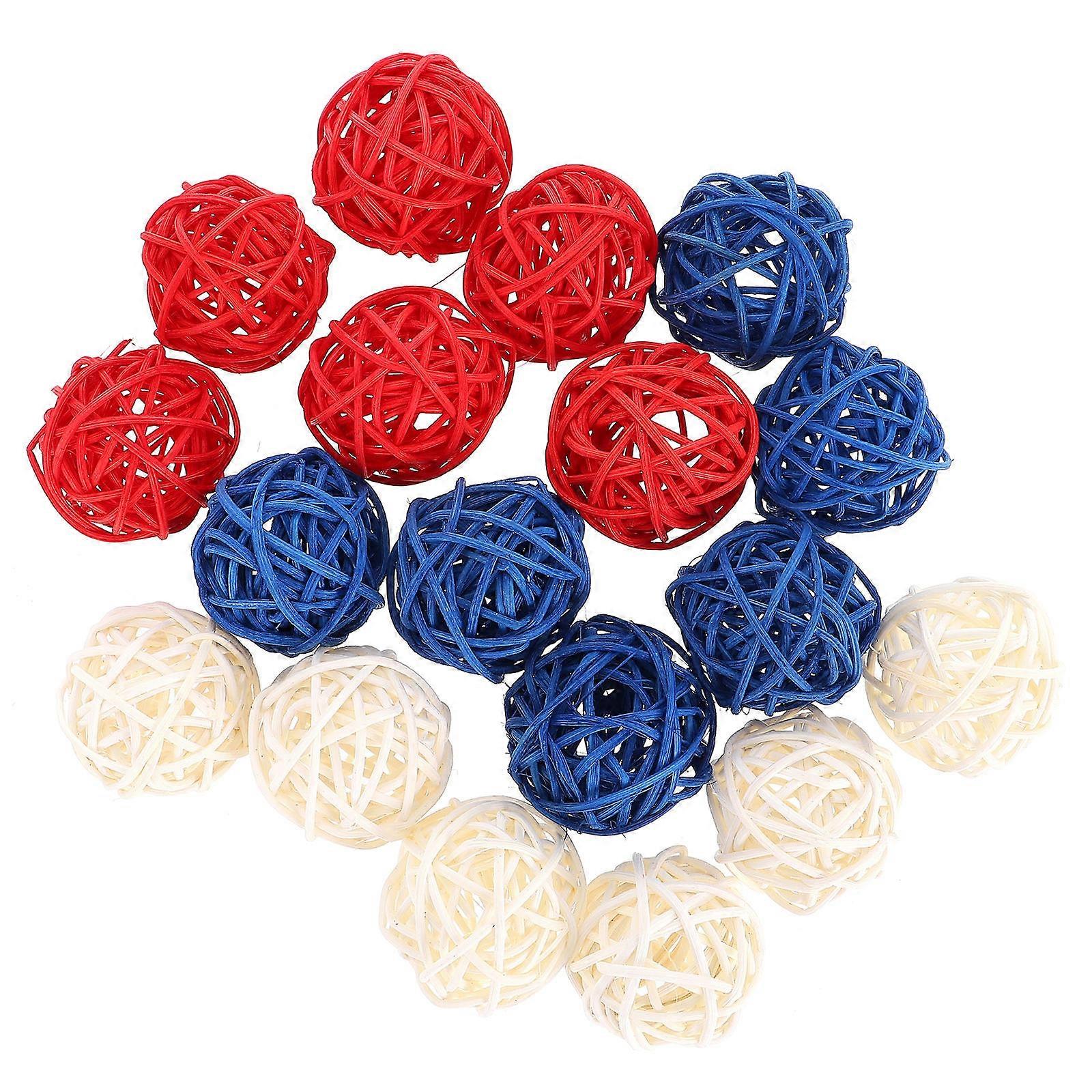 Decorative Rattan Balls for Decoration Use 72Pcs Patriotic Assorted