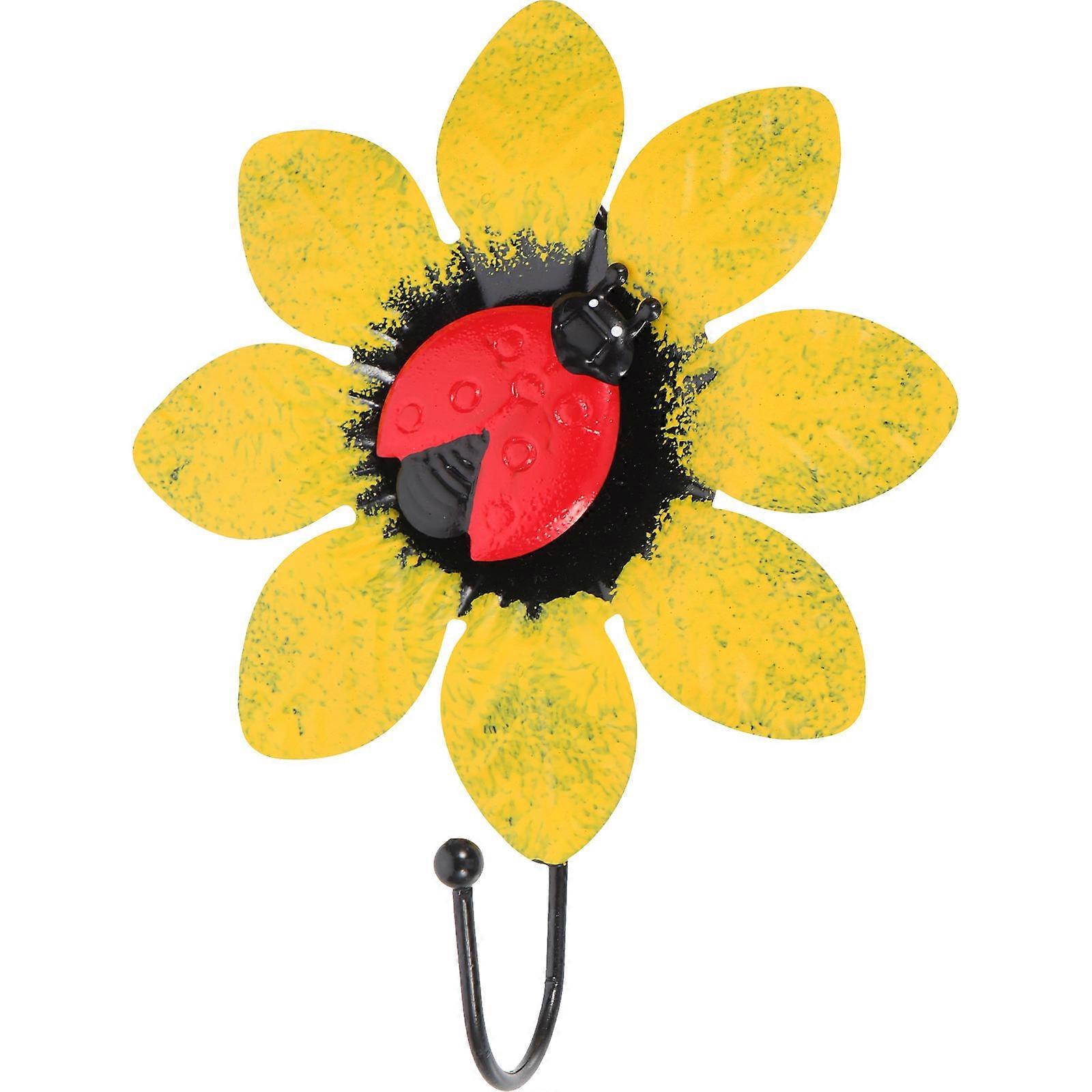 Decorative Flower Wall Hook Iron Hat Hanger for Curtain Yellow