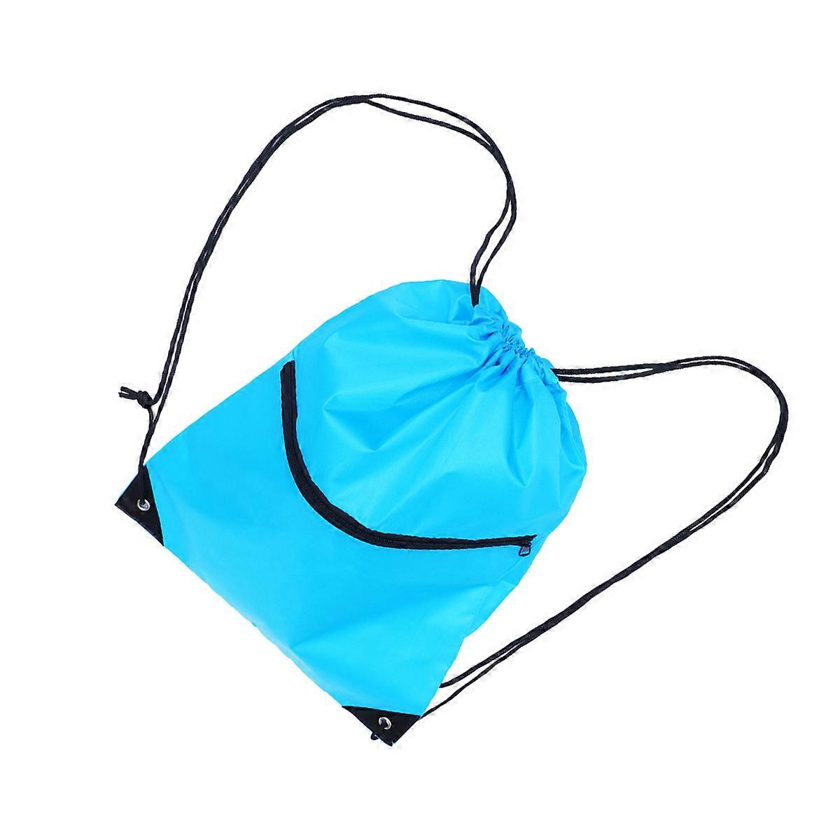 Blue Drawstring Pouch Zippered for Storage Use 4Pcs Portable Durable Backpack