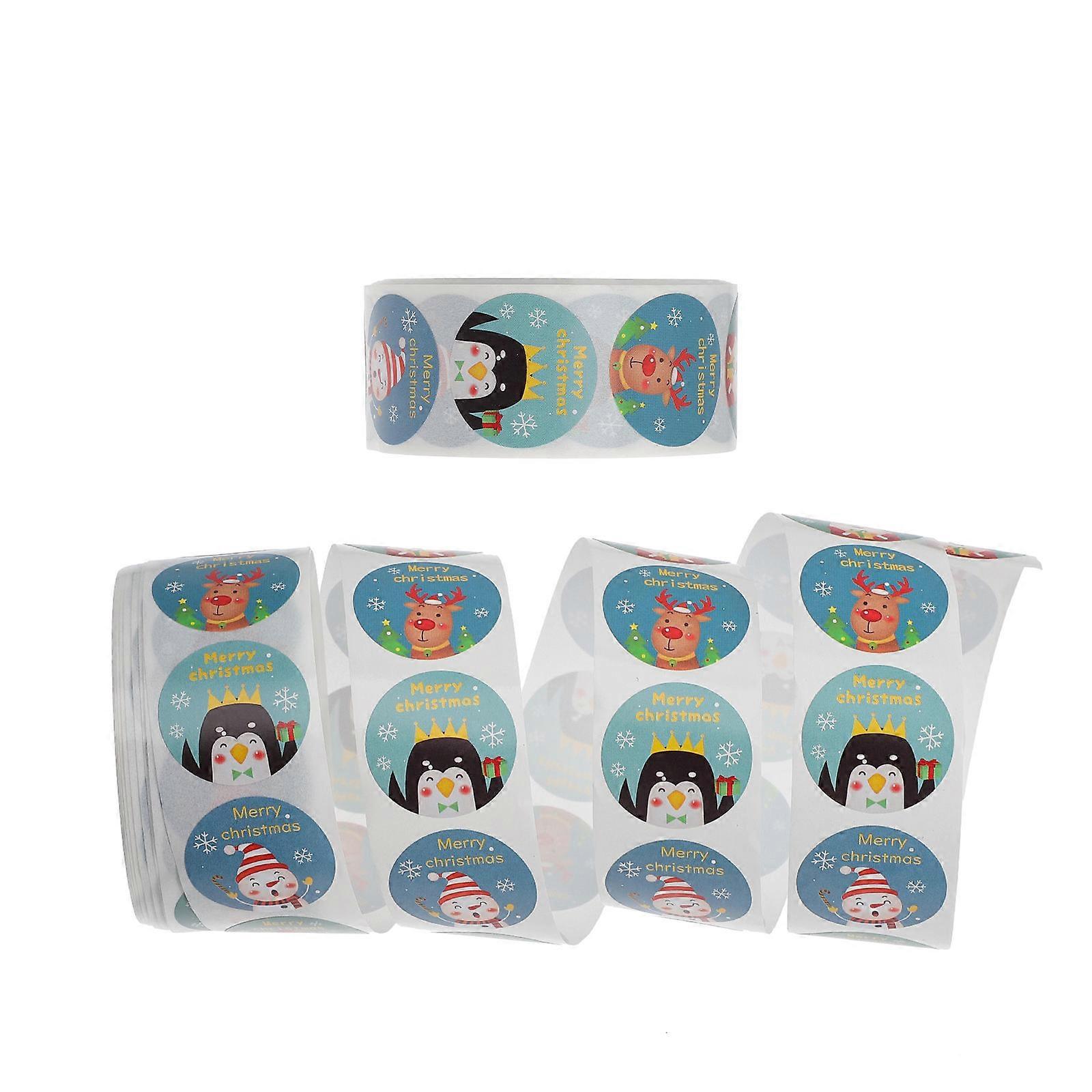 Festive Stickers 2 Rolls Multi Round Decorative For Holiday Celebration Envelopes Box