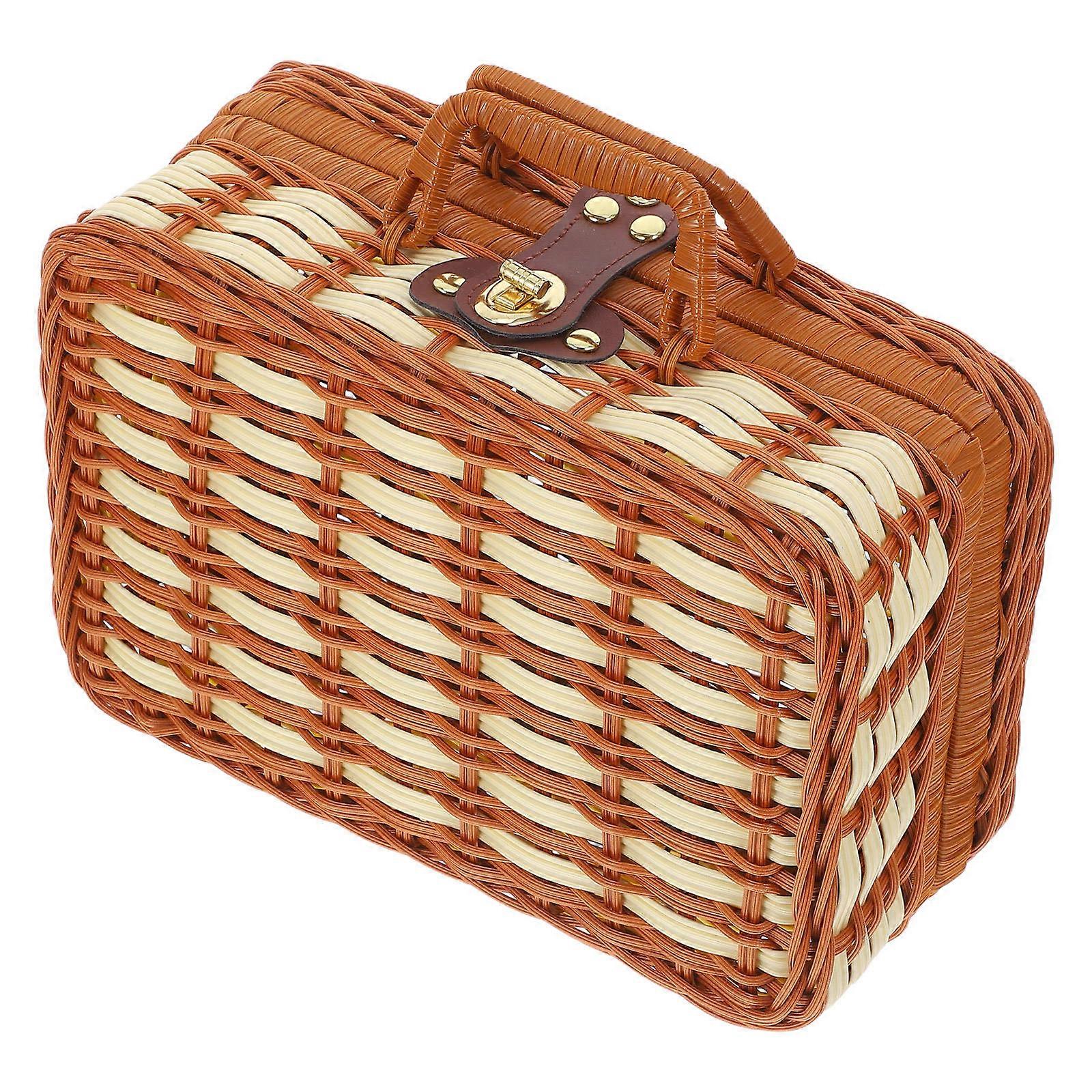Decorative Suitcase for Camping Use 2Pcs Wicker Picnic Baskets