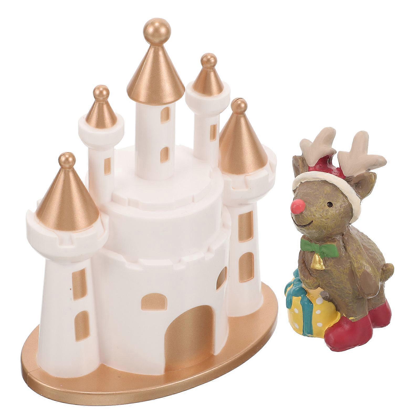 Christmas Showcase Decors Elk Castle for Decoration 4Pcs