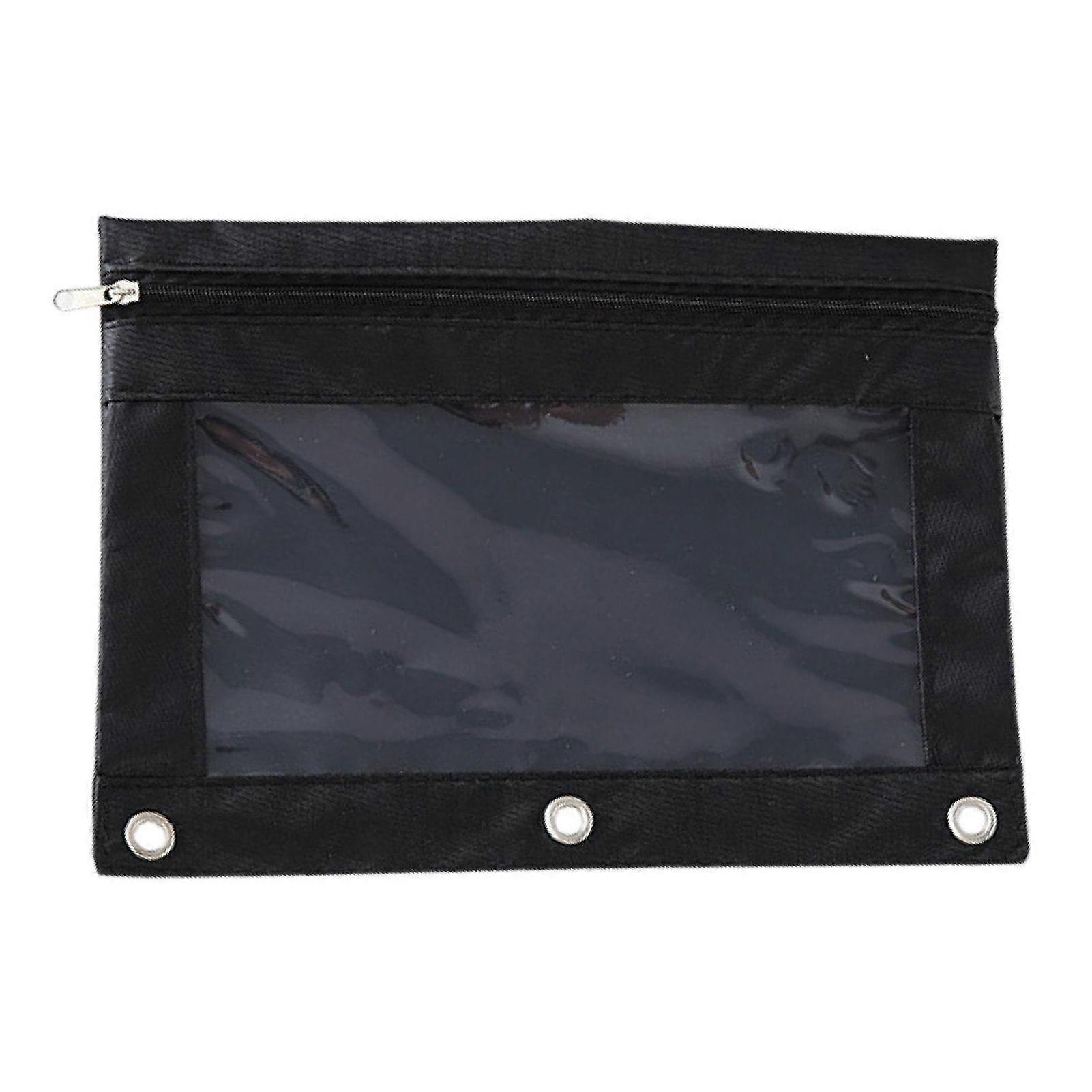 3 Ring Binder File Folder Colorful Fabric Binder Pouch with Clear Window Large Capacity Pencil Pouch for School Office Supplies