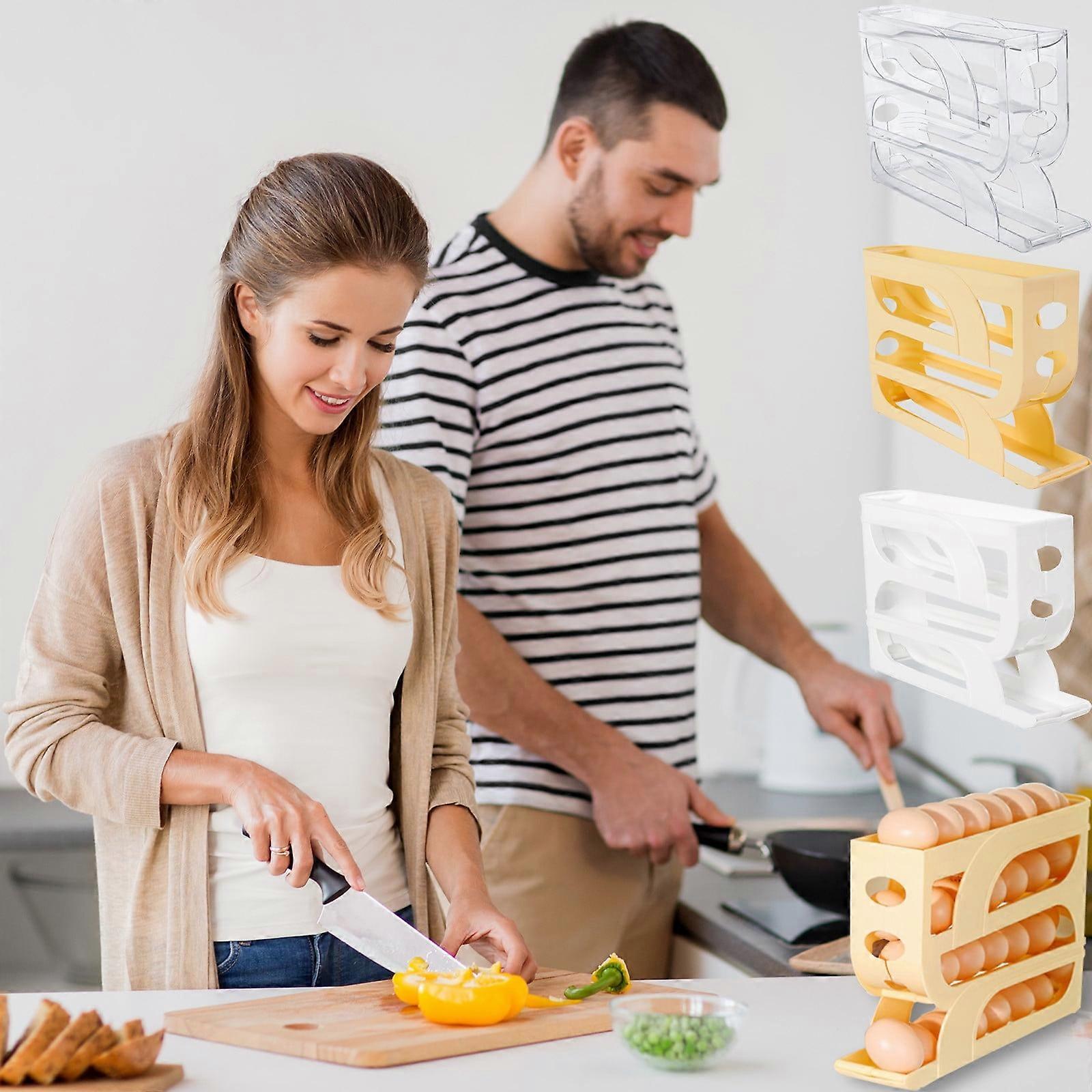 Jacenvly New Halloween Decorations Outdoor Slide Style Eggs Box, Compatible with Refrigerator Side Four Layer Antis Drop Eggs Collection Rack for