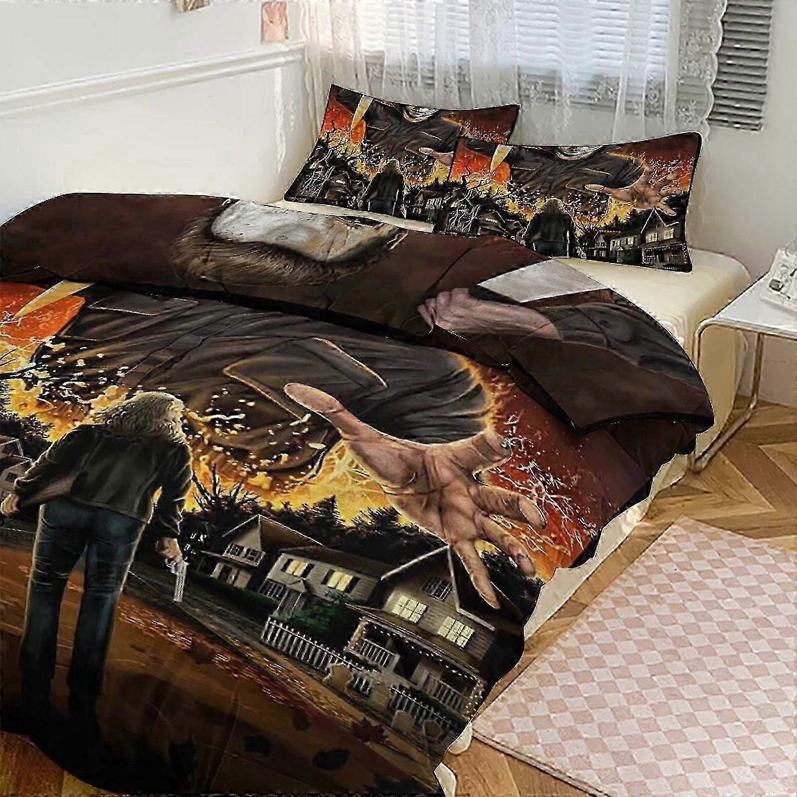 Ez18 Michael Myers Print Bedding Set Pattern Duvet Cove Set 3 Pieces 1 Quilt Cover And 2 Pillowcases for Women Men Teens Multiple sizes to c