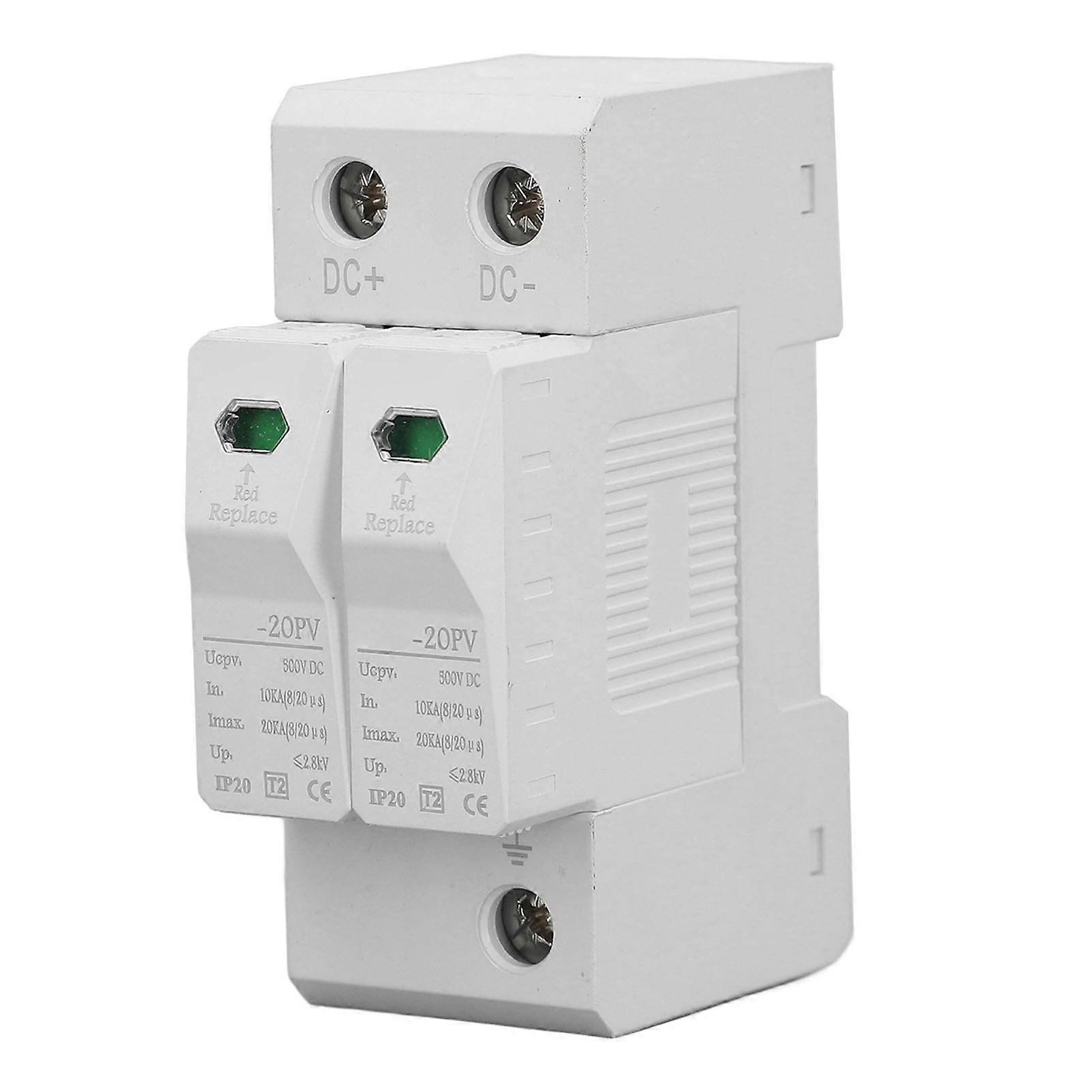 DC Surge Protector Photovoltaic 2P Rail Mount 20KA DC500V Low Voltage Surge Arrester Device 