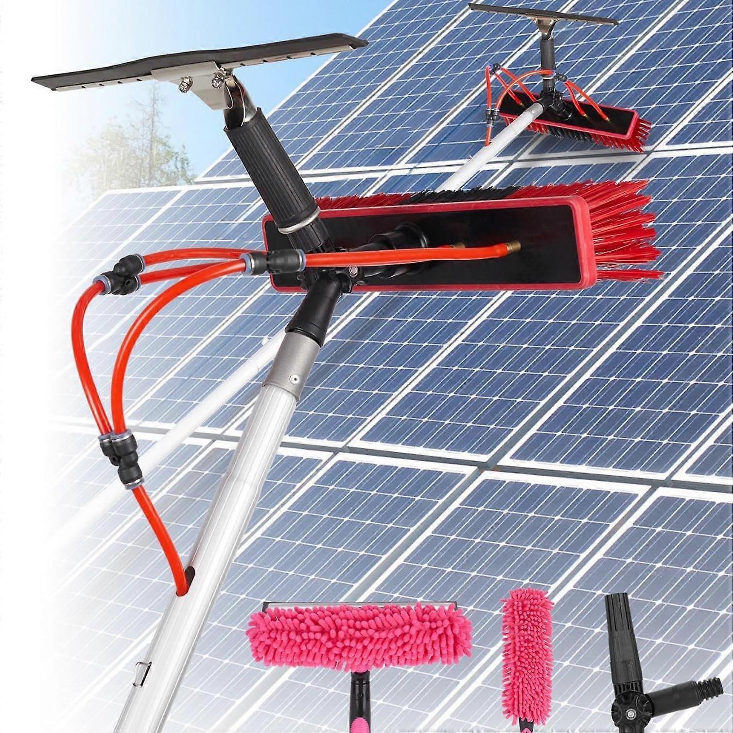 Telescopic Window Cleaner Kit with 3.0M Extendable Pole and 35cm Brush Head for Solar Panel and Glass Cleaning