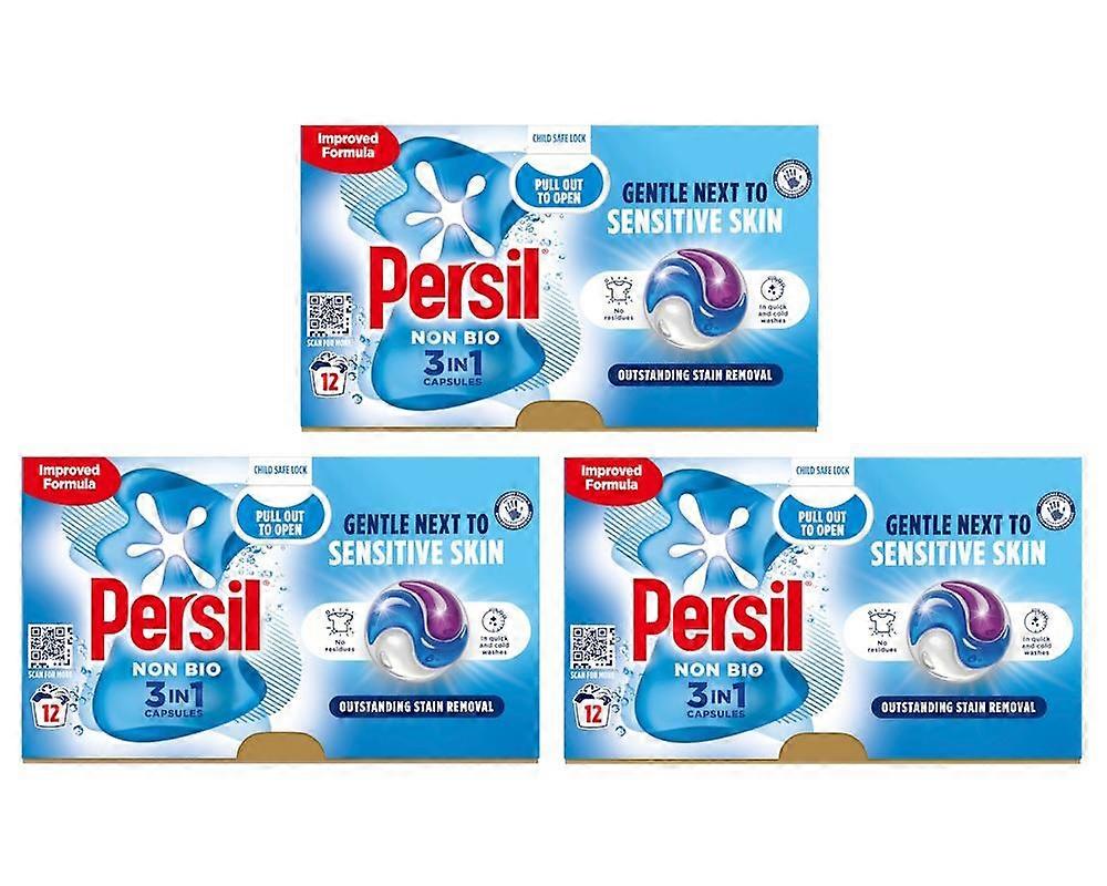 Persil Non Bio 3 in 1 Laundry Capsules 12 Washes (3 Pack)