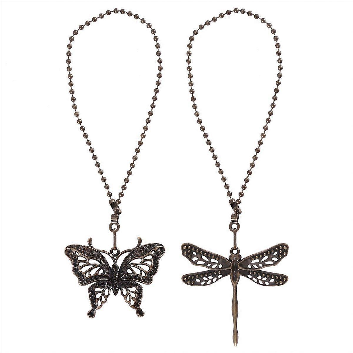 2 Pack Bronze Ceiling Fan Pull Chain Set,Lighting & Fan Pull Chain Pendant Chain Extender,Dragonfly 