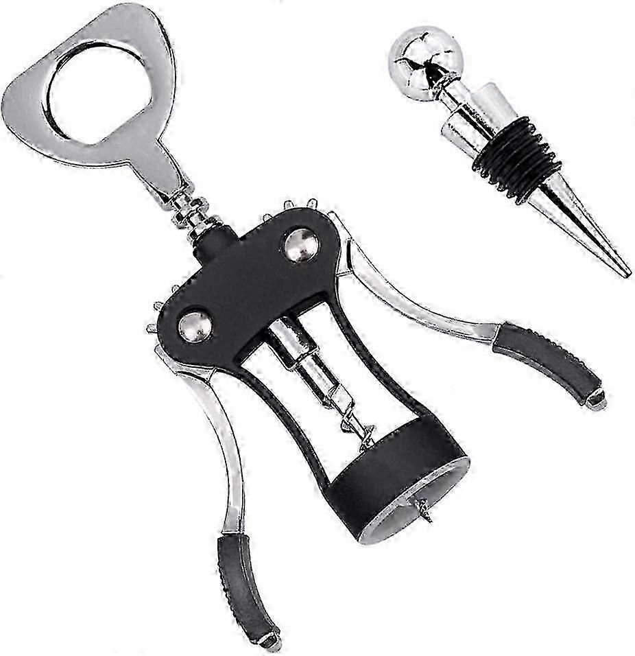 Opener, Multifunctional Wing Corkscrew Wine Bottle Opener for all Cork Stoppered and Beer Cap Bottles, Luxury Waiter Corkscrew with St