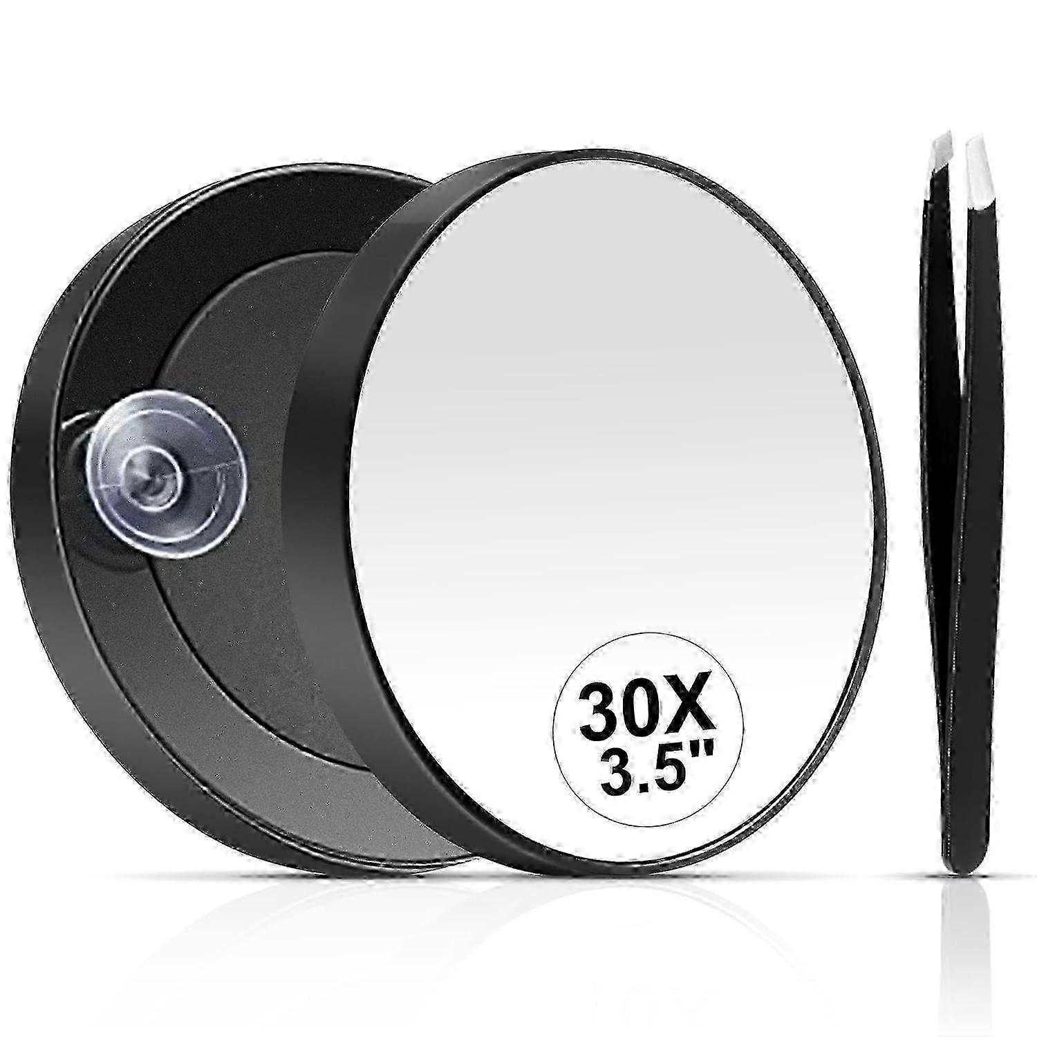 30X Magnifying Mirror, Small Magnifying Mirror with Suction Cup and Tweezers, As