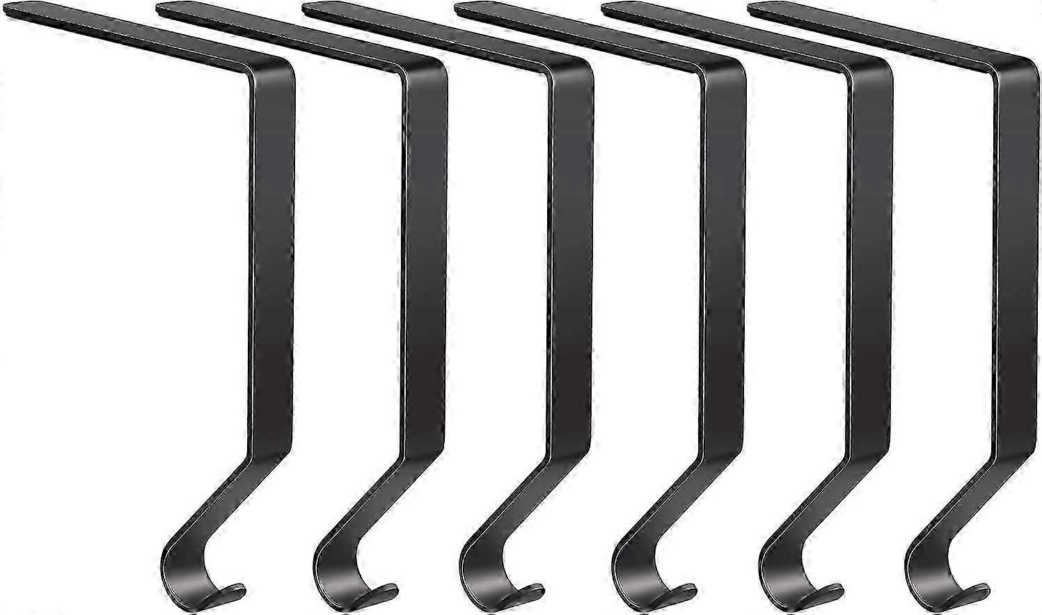 SZTXJ Christmas Stocking Holder Metal Christmas Stocking Hangers Christmas Ornament Hooks for Stair Coat Christmas Stockings (Black, 6)