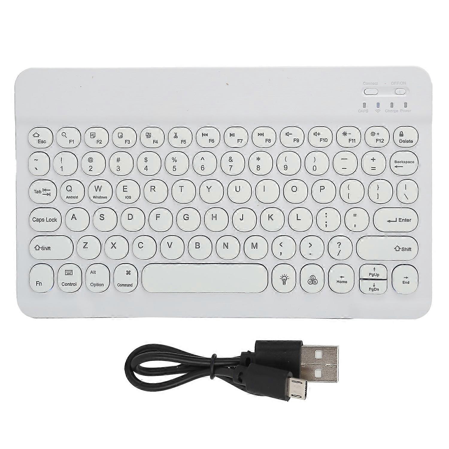 Wireless Keyboard 10inch RGB Backlit Portable Round Cap Keyboard for Tablet Phone Laptop PC Computer