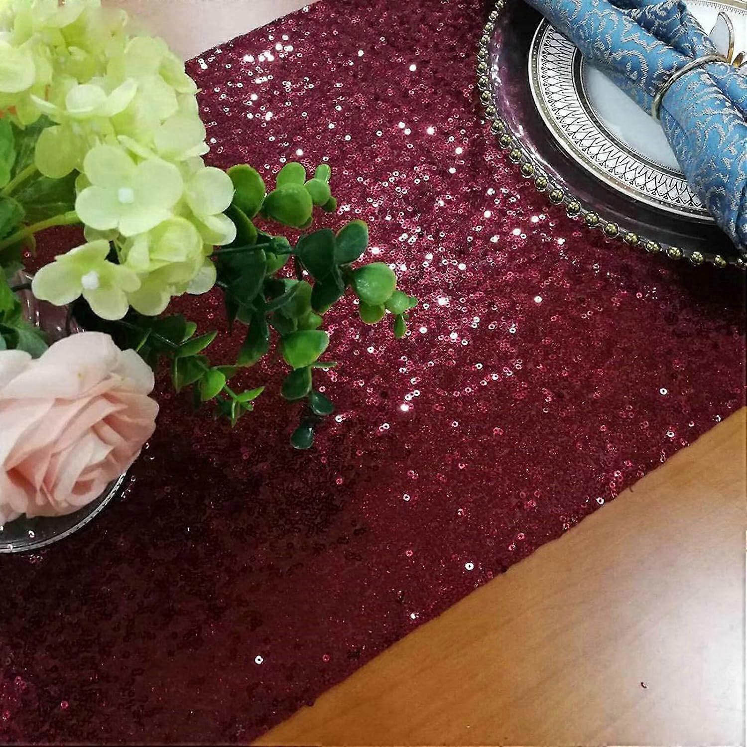 Burgundy Sequin Table Runner Wedding Table Decor Glitter Table Runners for Christmas Dining Table Runner Home Decor