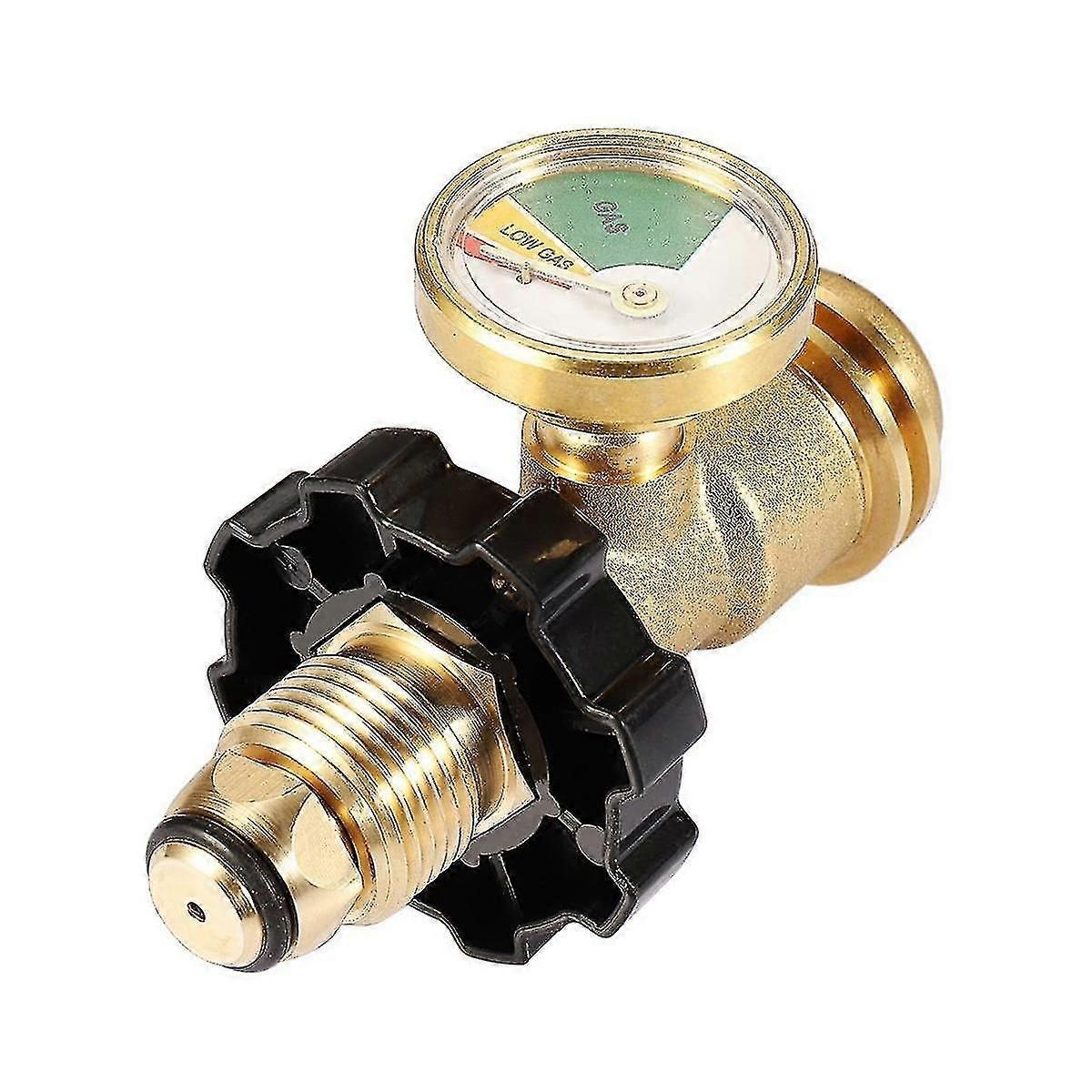 Universal Fit Propane Tank Adapter with Gauge, Converts to Qcc1 / Type 1 for RV, BBQ Grill