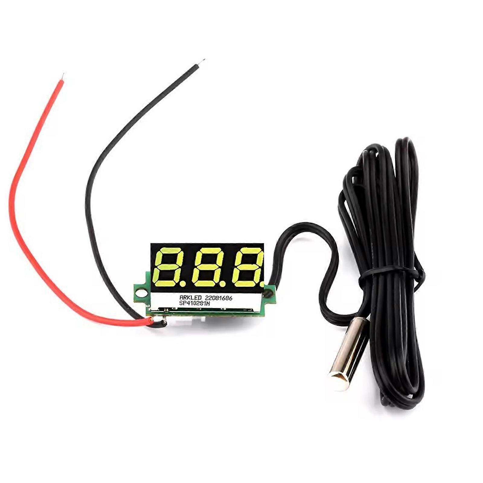 Durability Miniture Temperature Meter Digital Display Wide Voltages DC4-28V Digital Thermometers For Environmental Monitoring  Yellow