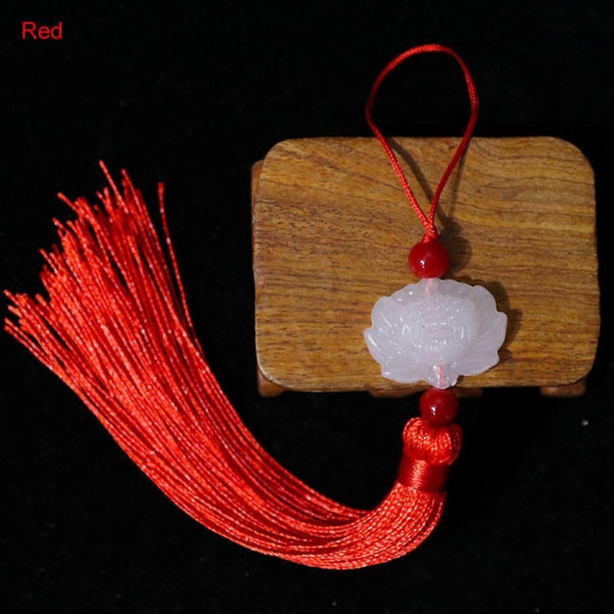 Tassel Curtain Tiebacks with Silk Fringe Flower Trim, Set of 3, Red