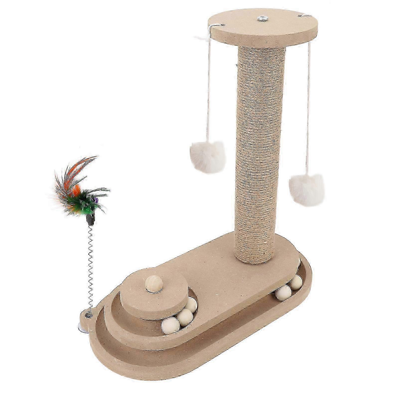 Cat Scratching Post Multifunctional Interactive Toy with Stable Base and Ball for Entertainment and Exercise