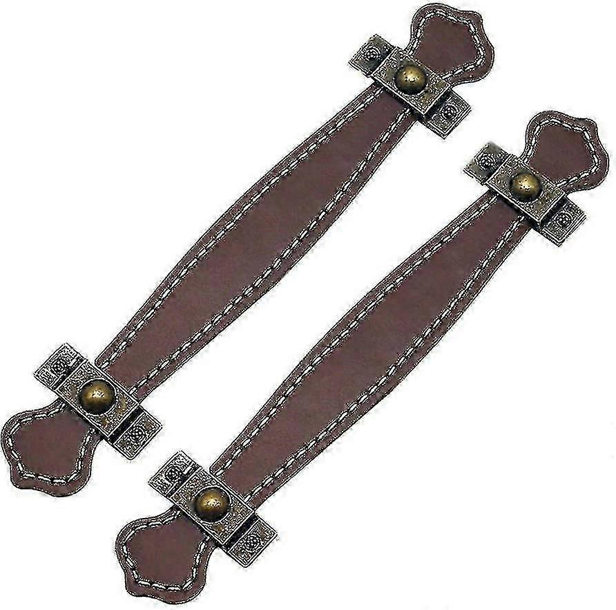 Leather Drawer Pulls Vintage Practical Suitcase Handles Leather Pull Handles2pcs-brown