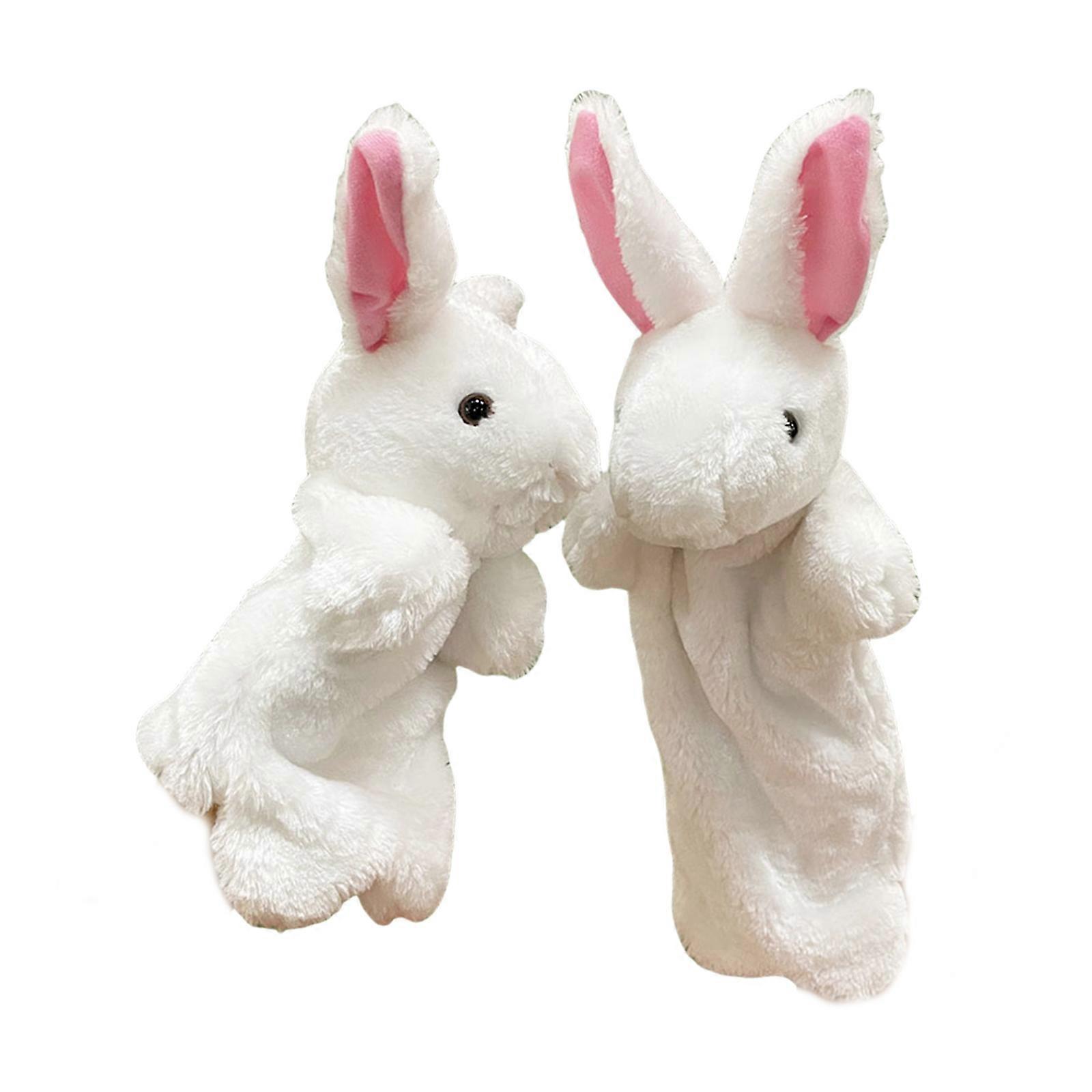 Bunnies Hand Puppet Animal Hand Puppets Interactive Hand Puppet Stuffed Animal for Storytelling Imaginative Pretend Play  White