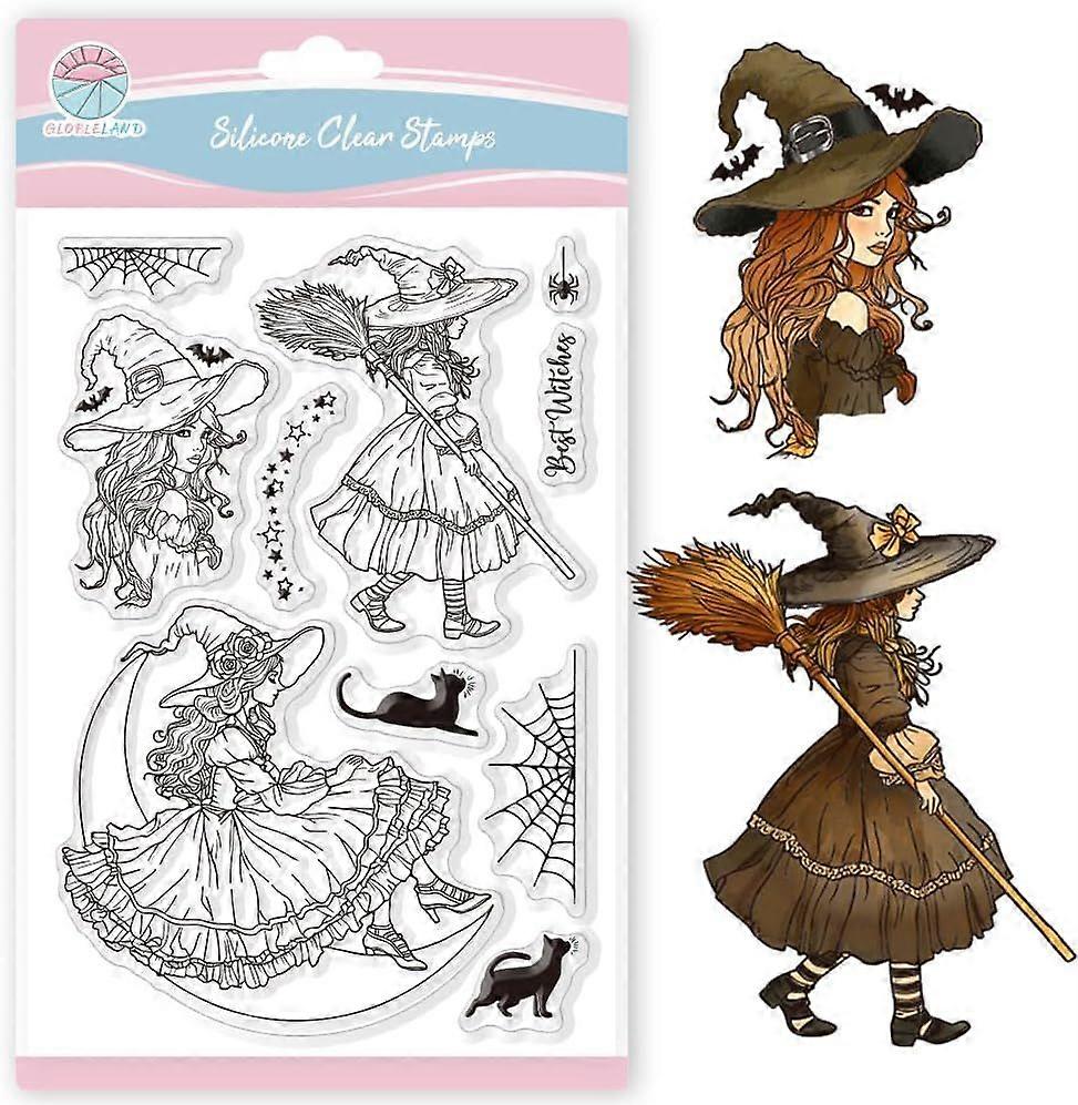 s Festival Clear Stamps for Scrapbooking Magic Cat Silicone Stamps Web Background Transparent Stamp for Card Making DIY Embossing Journaling