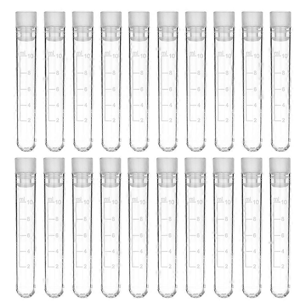 Freezer Plastic Vial with Cap for Experiment Use 20Pcs Transparent Test Tubes