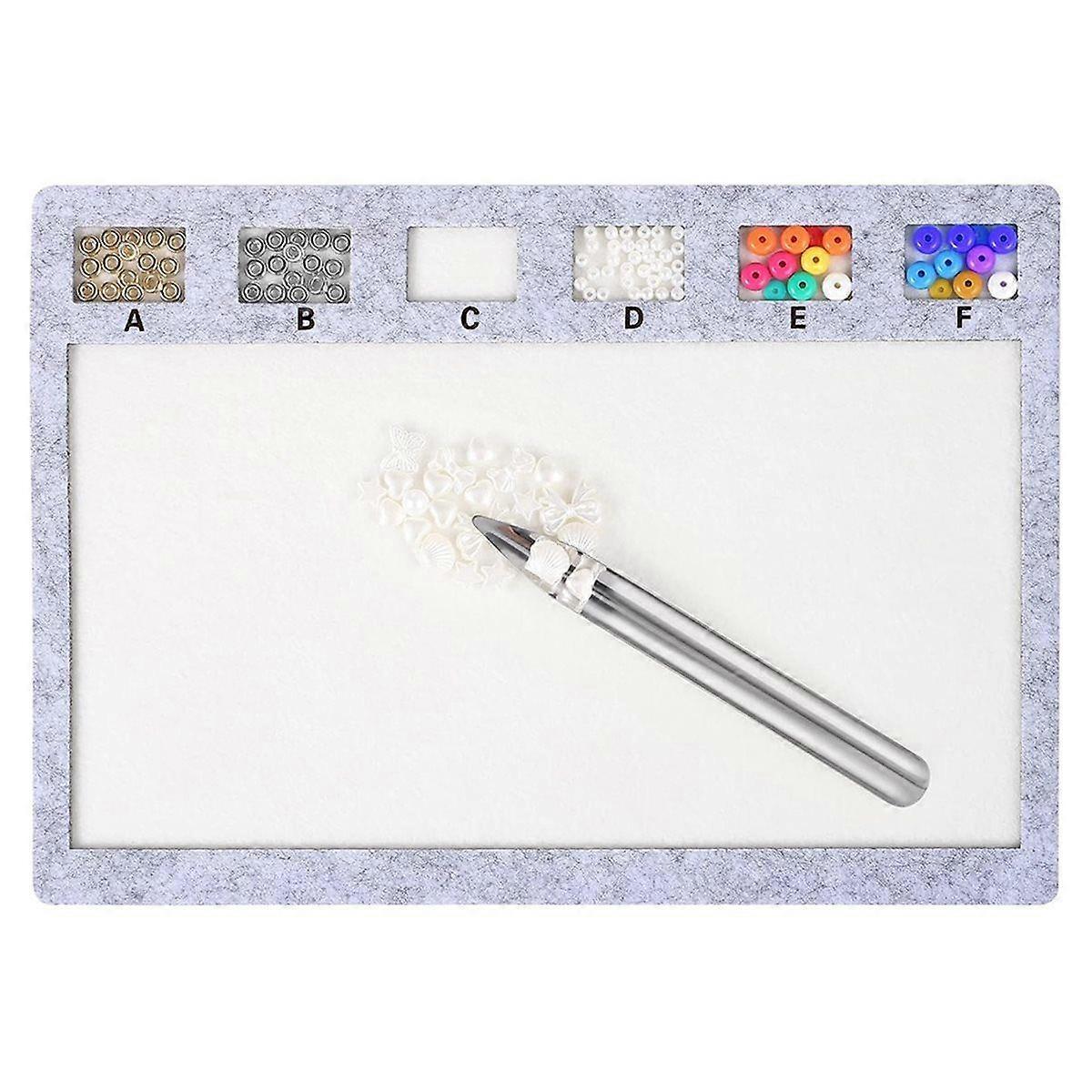 Rectangle Felt Beading Mat with Bead Scoop and Grids, Felt Beads Design Boards, Beads Tray Bead Pads