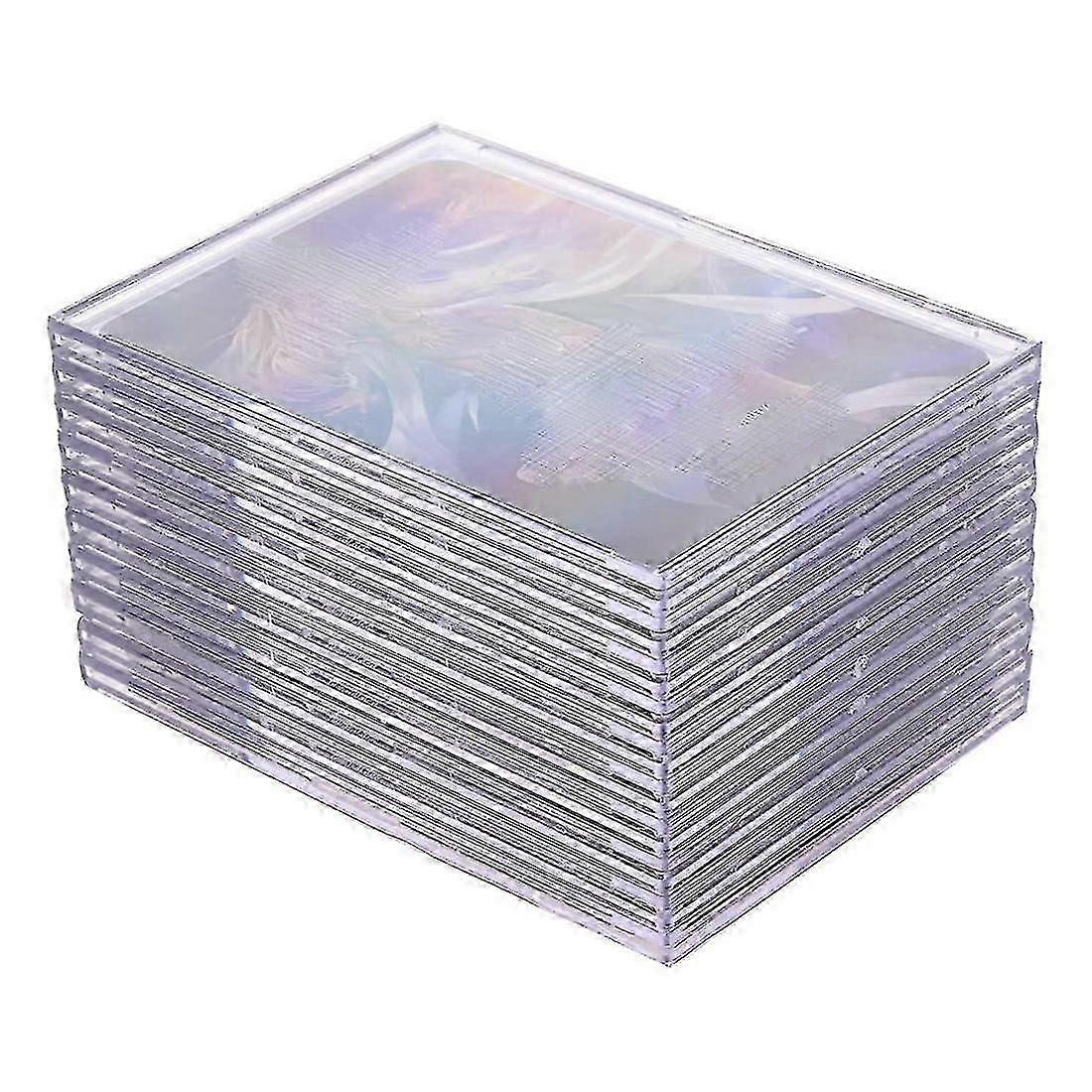 Clear Card Sleeves 10pc Hard Plastic Protectors with 2 Display Stands for Trading Cards