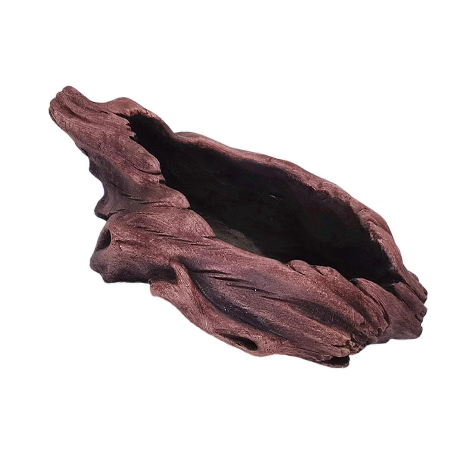 Durable Cement Planter with Realistic Tree Stump Texture Unique Flowerpots for Succulents and Small Plant Multicolor