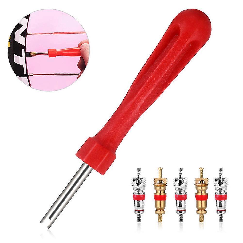 Tyre Repair Tool Vorcool Tire Core Remover Key with 5 Cores for Vehicles