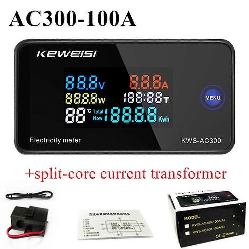 KWS-AC300 AC 50-300V Voltmeter Ammeter KWS Power Energy Meter LED AC Wattmeter Electric Meter with Reset Function 0-100A 40% Off