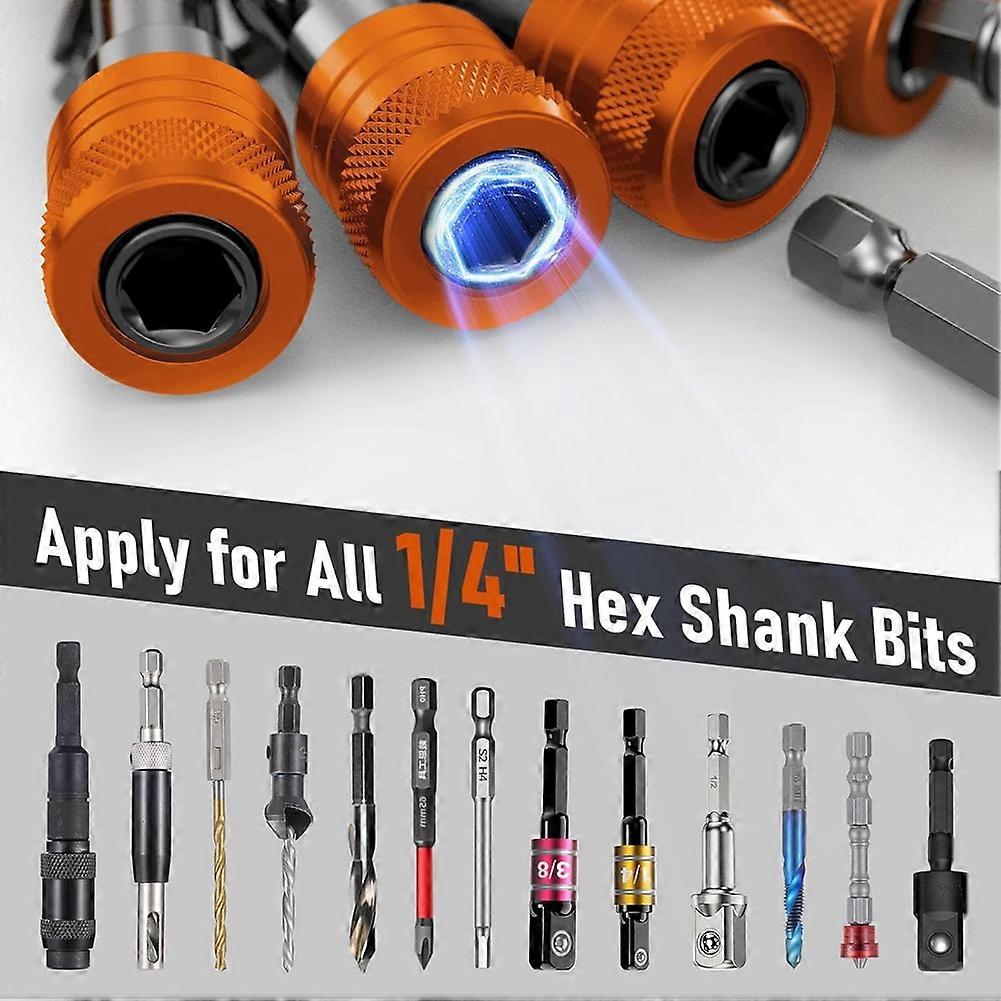 Bit Holder Key Chain 6pcs, 1/4 Inch Hex Shank Bit Holders, Impact Bits Holder for Screwdriver & Drill Bits