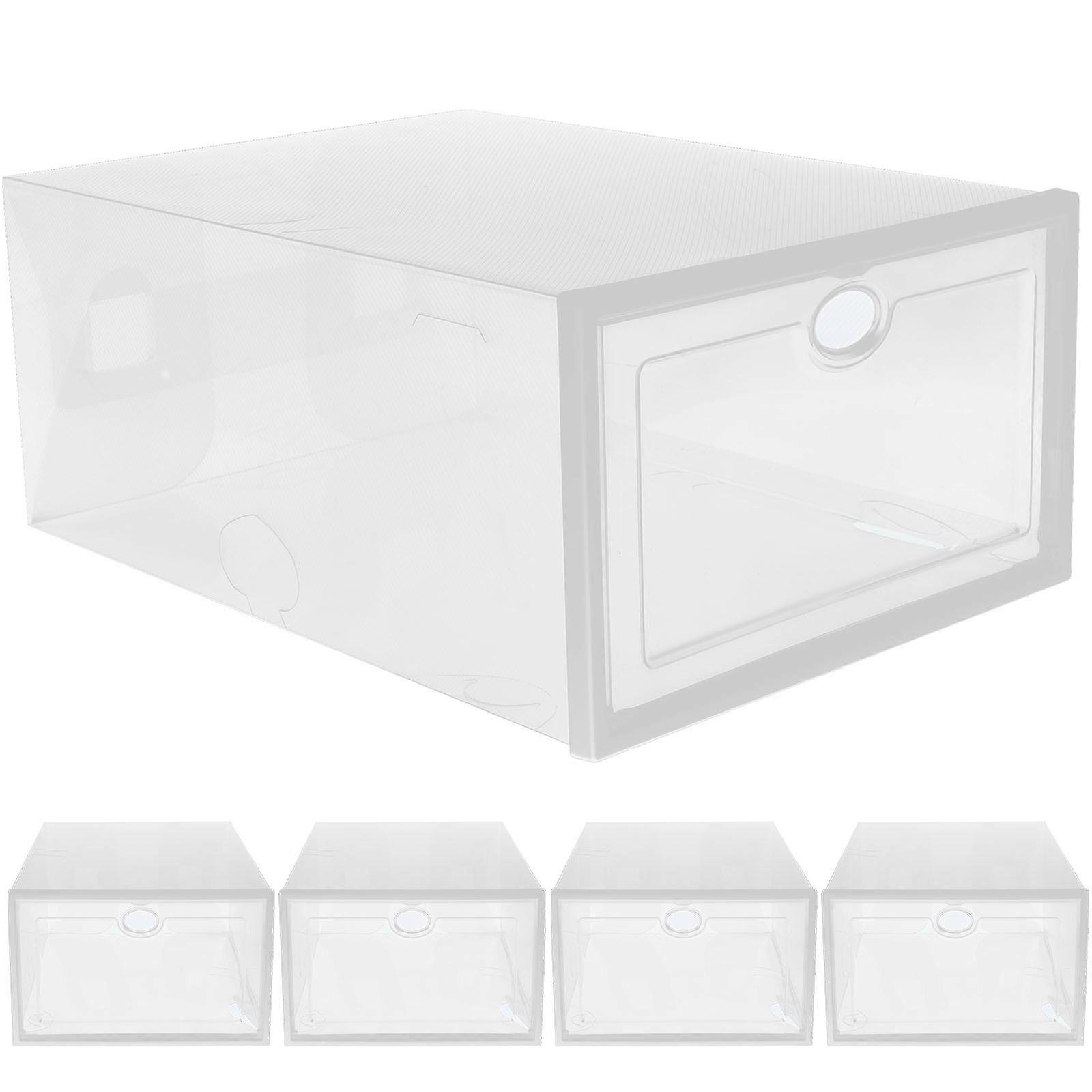 5pcs Shoes Boxes Drawer Type Stackable Plastic Shoes Storage Case Shoe Container