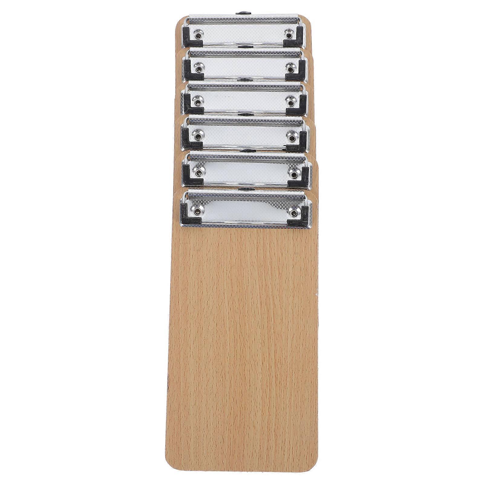 Clipboard Holder For Classroom Wooden Clipboard Multi-Functional Exam Papers Rectangular Shape Khaki 20.80X11.00X0.30CM 6Pcs
