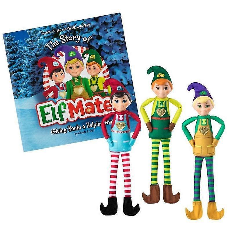 Coffret Elf Mates Classique Elfes – 3 Elfes de l'Atelier du Père Noël + Livre d'Histoires (Chef, Cordonnier, Fabricant de Jouets)