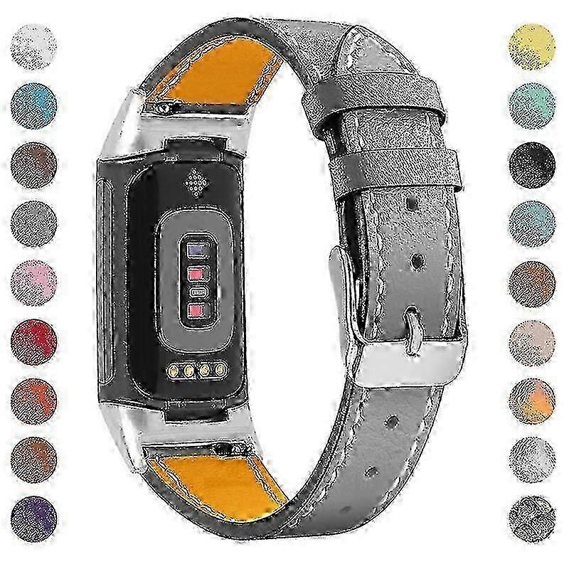 Leather Replacement Band for Fitbit Charge 6/5/4, Adjustable Strap