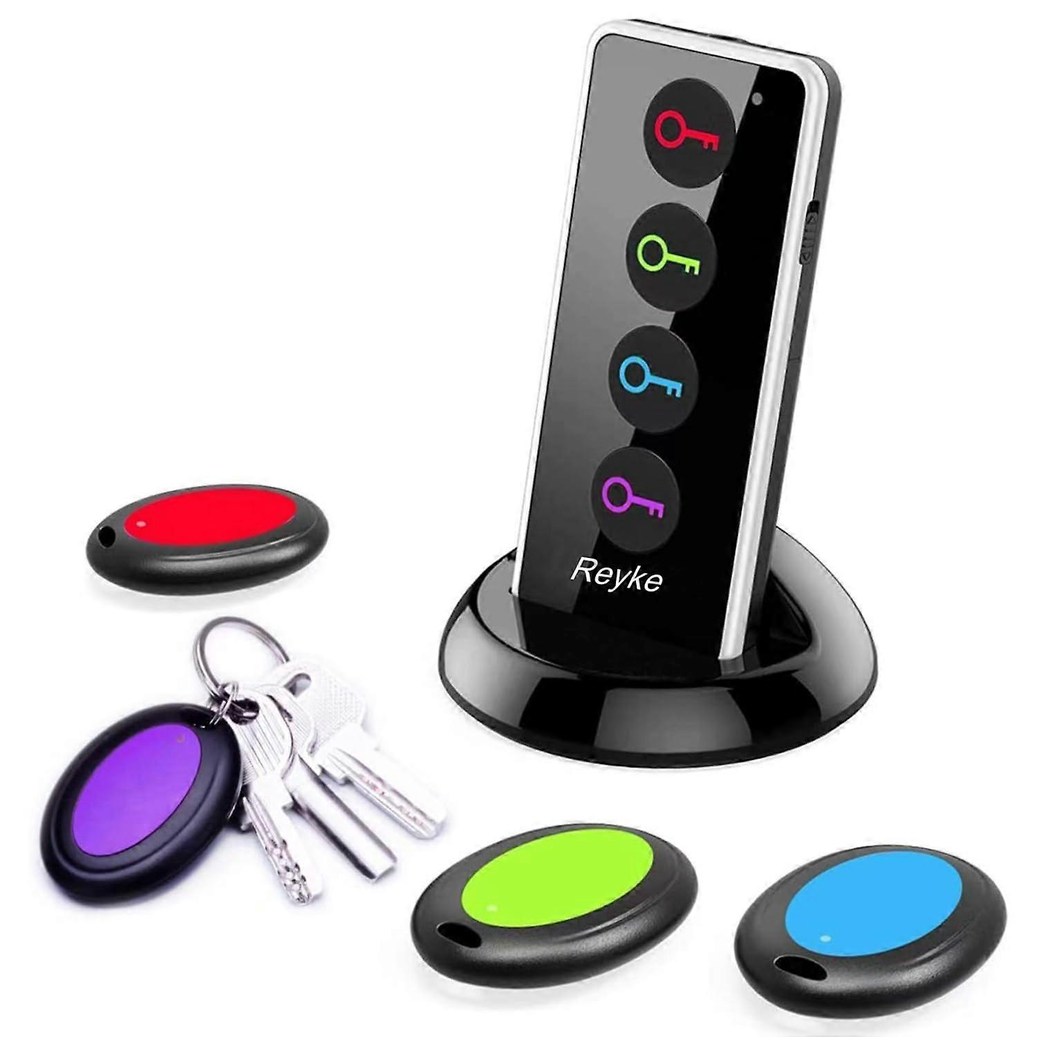 Key Finder with 80dB Loud Beep, 131ft Long Range Wireless Item Locator, LED Light, 1 Transmitter and 4 Receivers