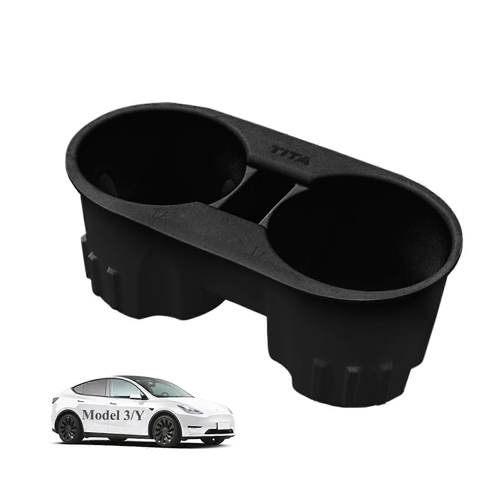 Cup Holder Insert SpillProof Silicone Liner with Key Card Slot, Exact Fit 20212024 for Tesla Model 3/Y
