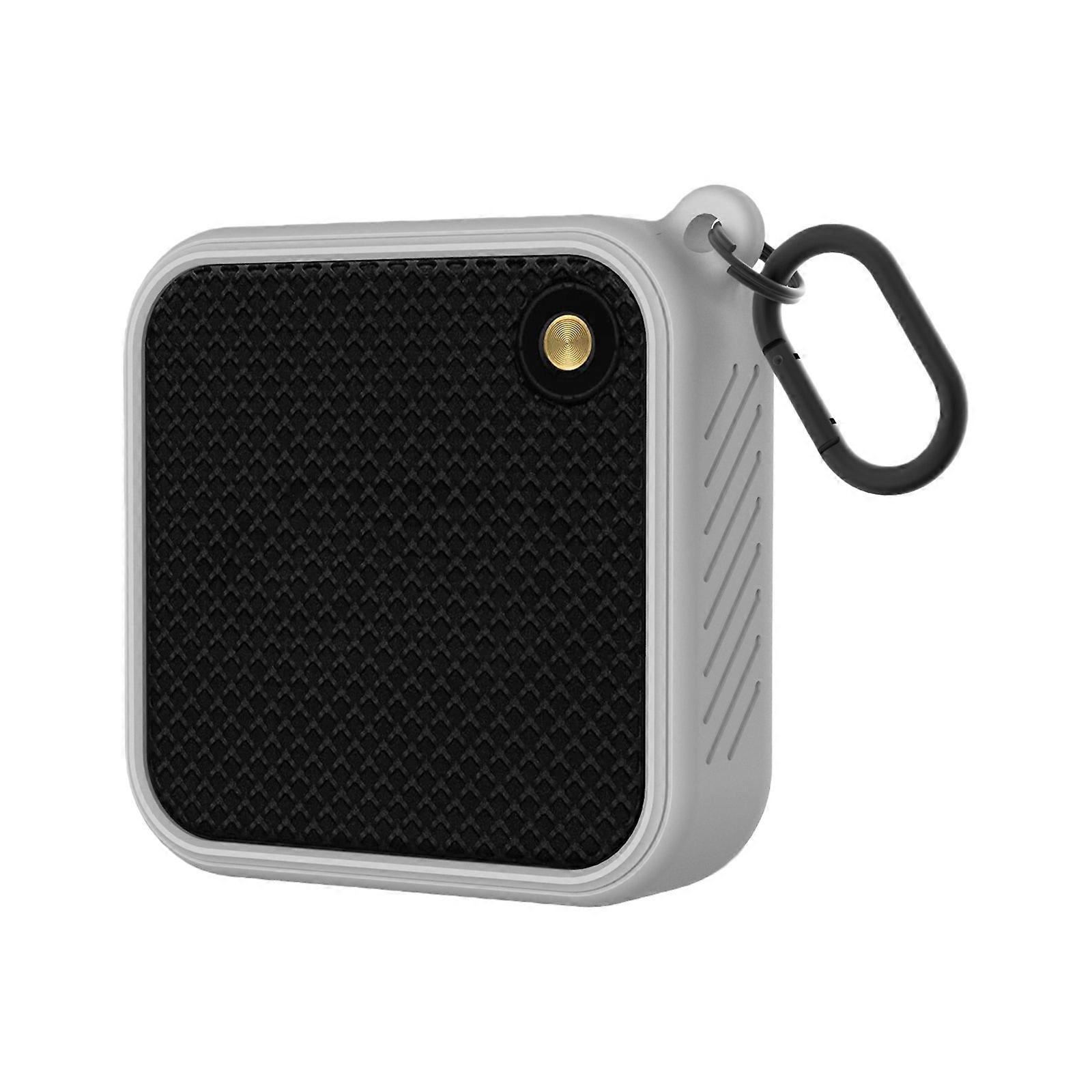 Compact Silicone Frame Protector for Portable Bluetooth-compatible Speaker Includes Carabiner Clip Travel Friendly  grey