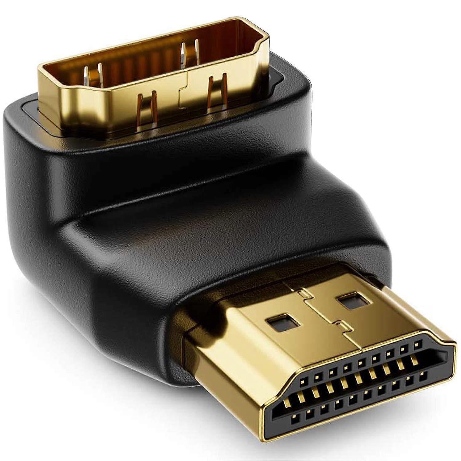 HDMI to HDMI Angle Adapter 90 Degree Left Angle Connector Gold Plated 4K UHD Compatible For TV Monitor Home Theater