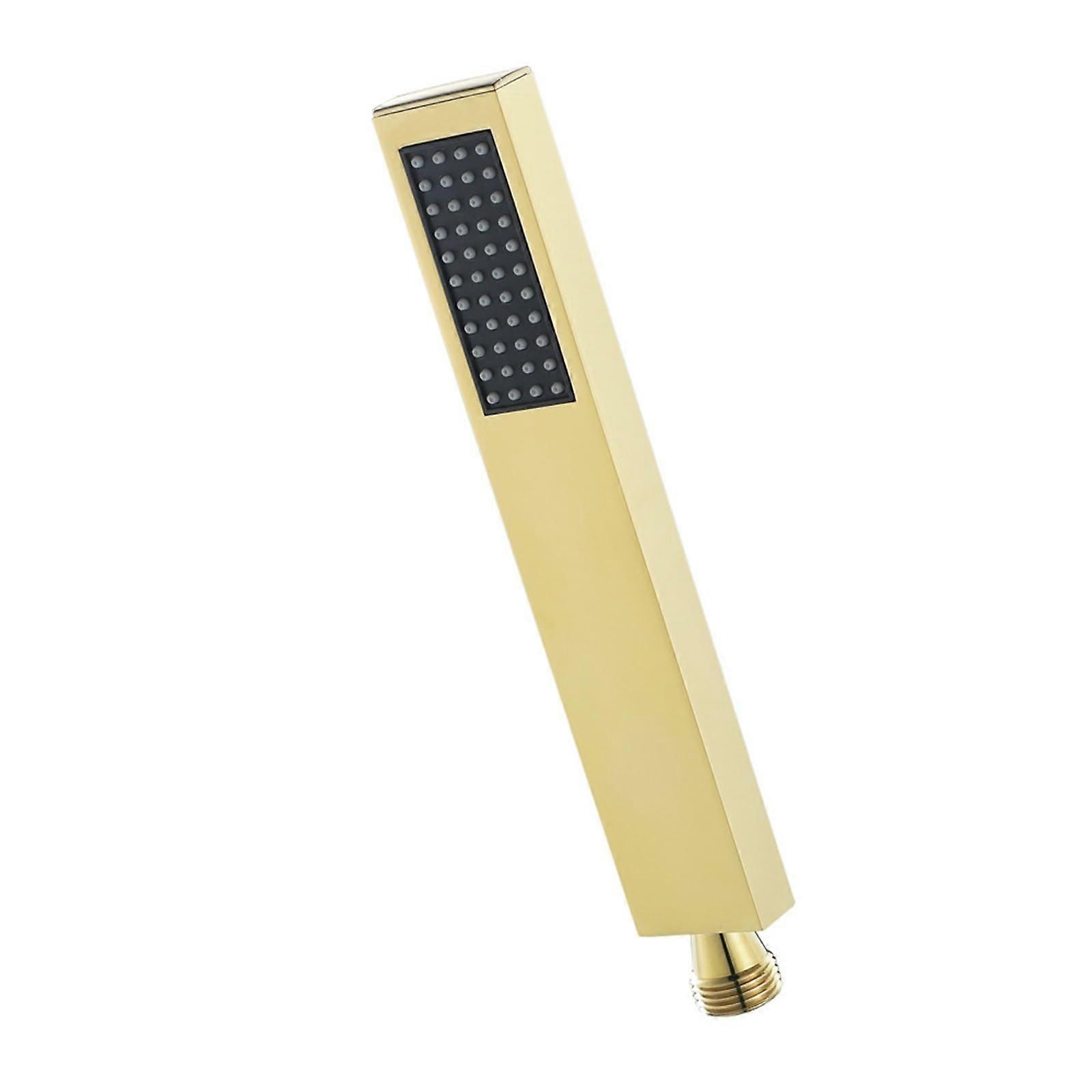 Brushed Gold Brass Handheld Square Shower Head with Hose, Multiple Spray Modes, OneClick Switch