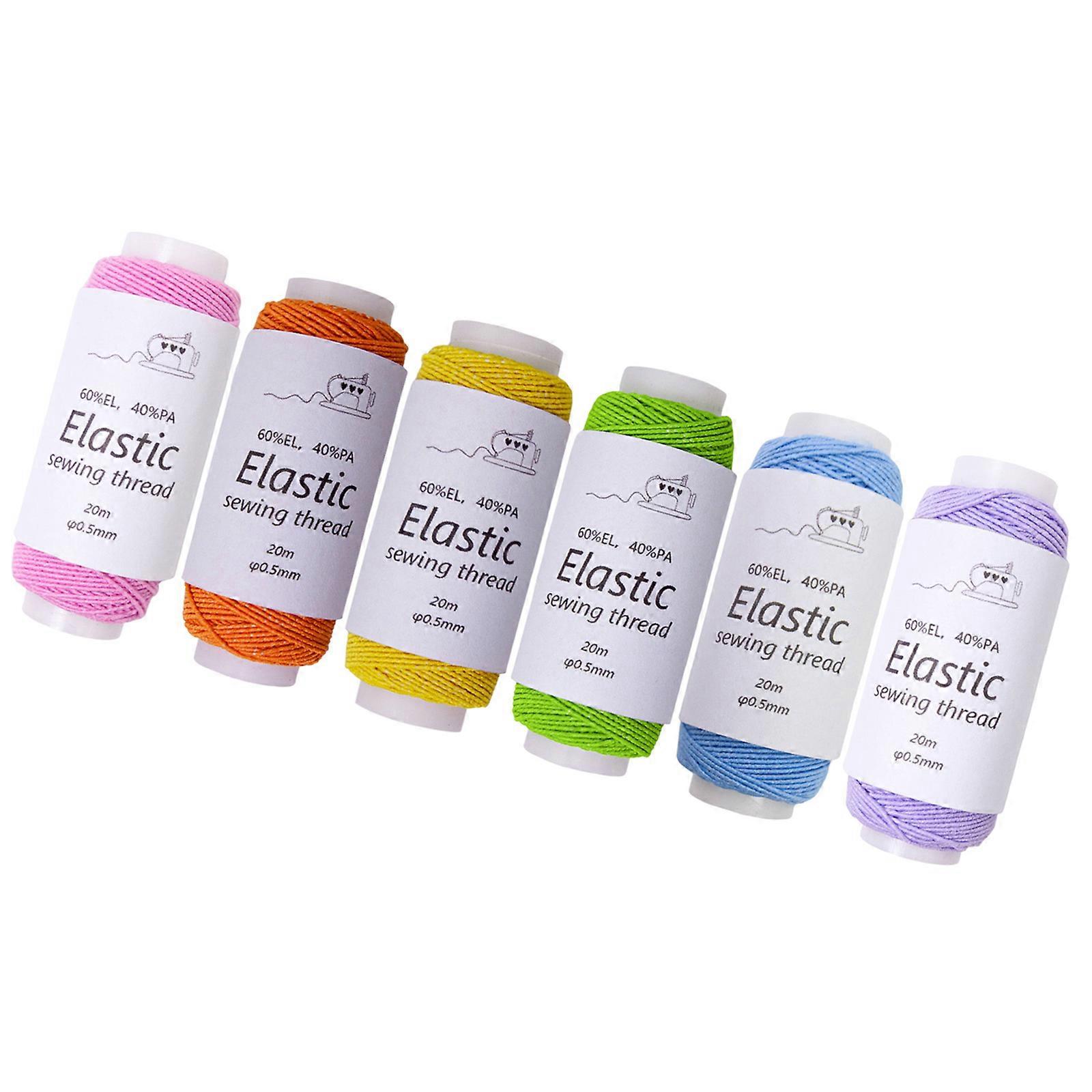 6 Color Elastic Thread Embroidery Machine Thread 21.87Yard Each for Sewing Machine Hand Stitching Needlework Project Multicolor