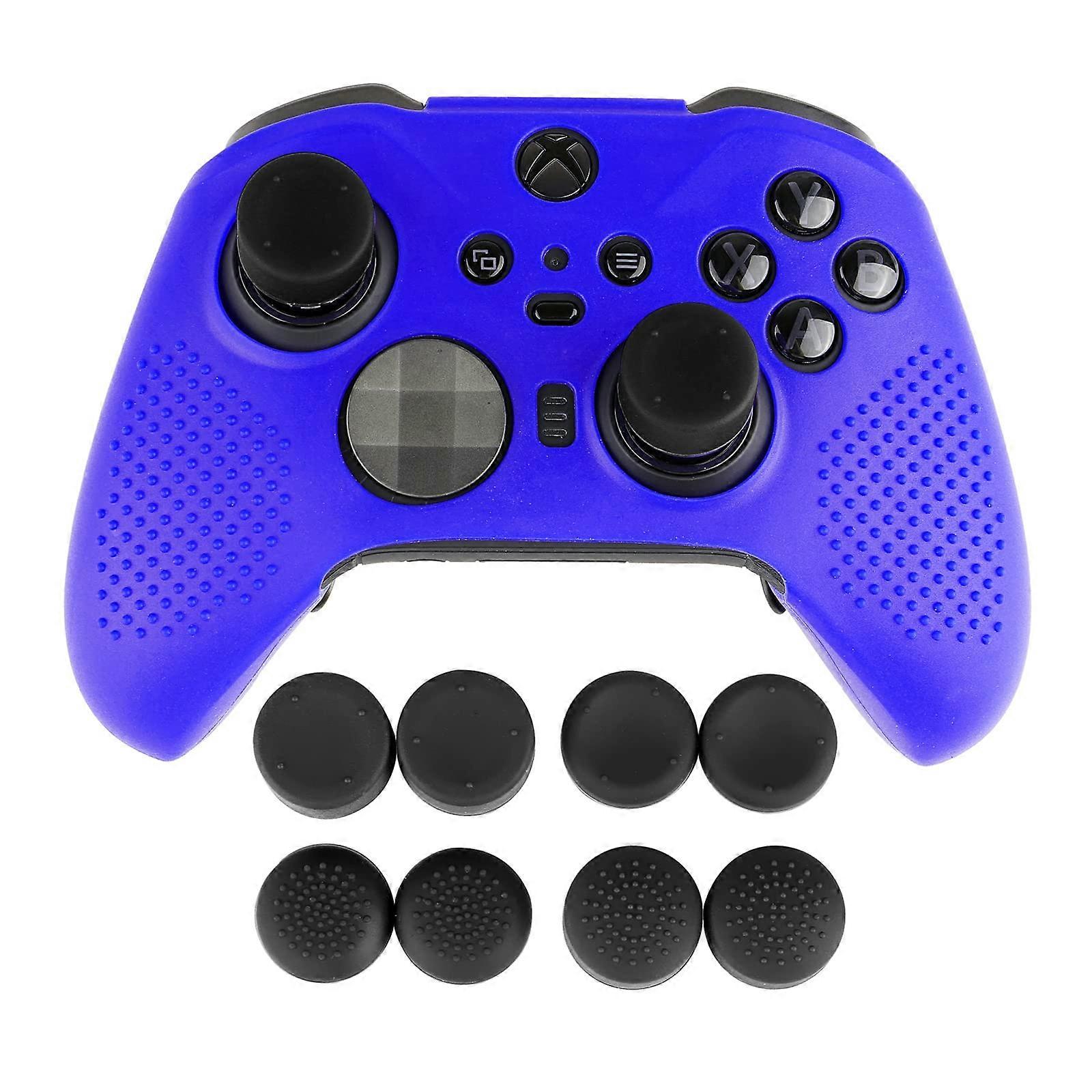 Cover for Xbox One Elite Series 2 Controller Blue Silicone Grip Skin with Thumb Grips and Precise Access
