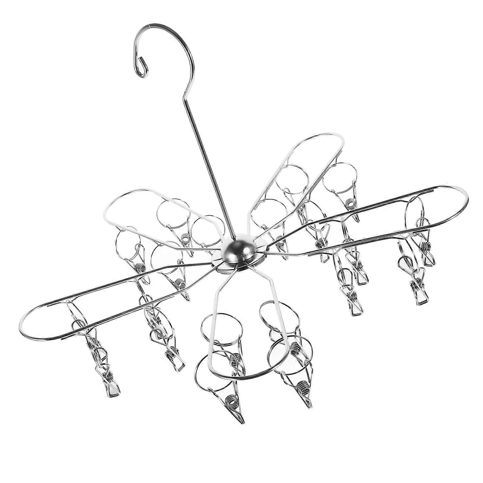 Sock Drying Rack Socks Hanger Multi-Clips Design Home Use Silver Foldable Laundry Drying 1Pcs