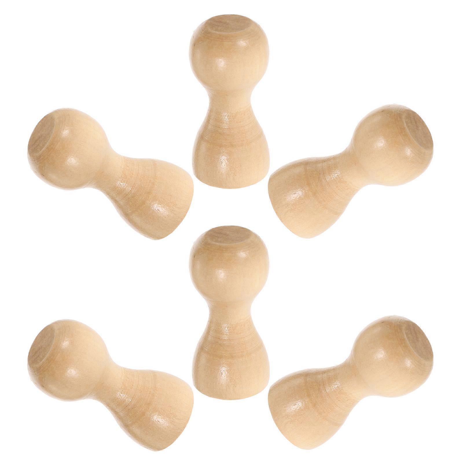 Beige Wood Hat Hooks Wall Mounted for Hanging Clothes 6Pcs Set